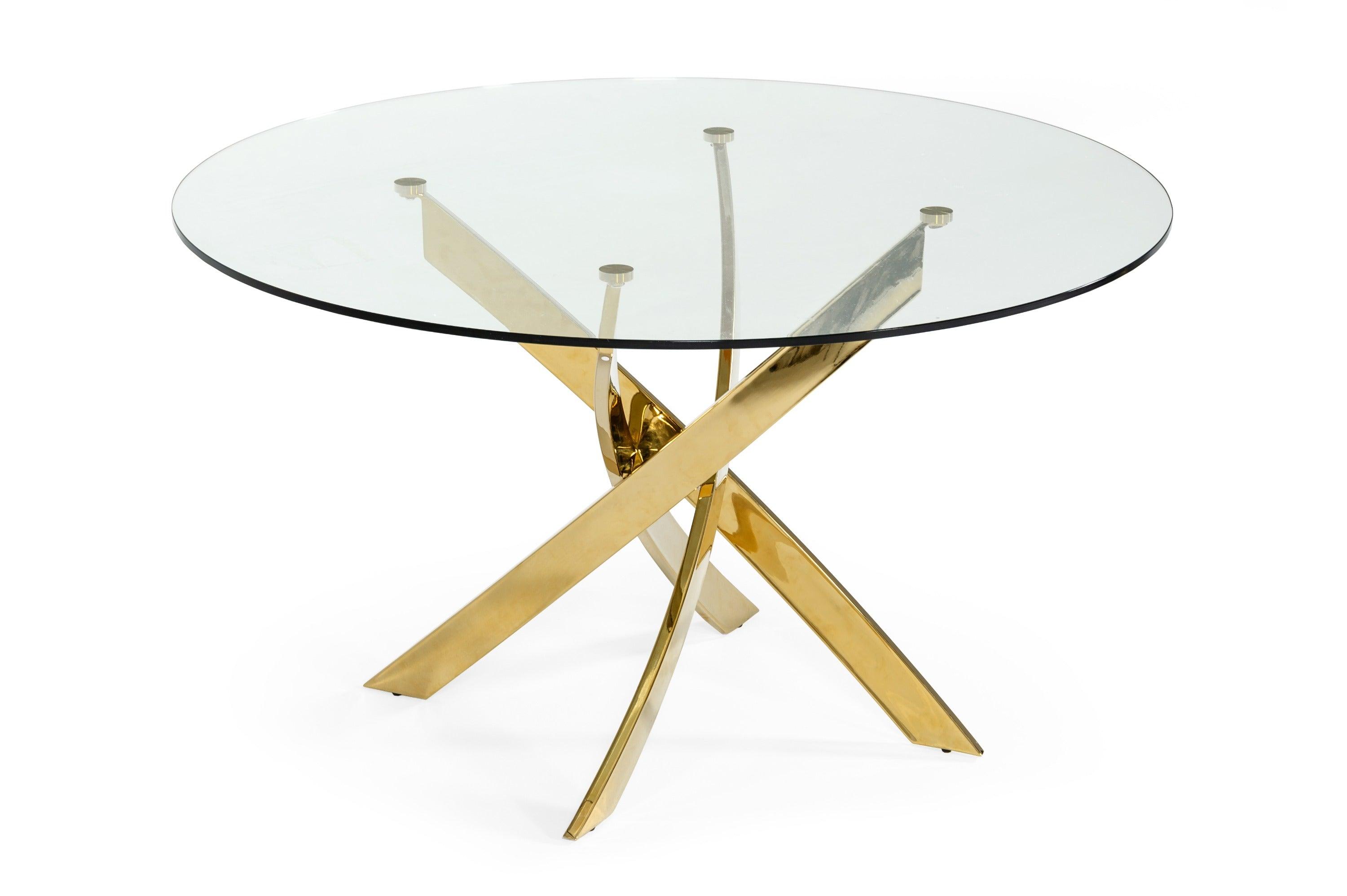 Modrest Pyrite Modern Round Glass Dining Table