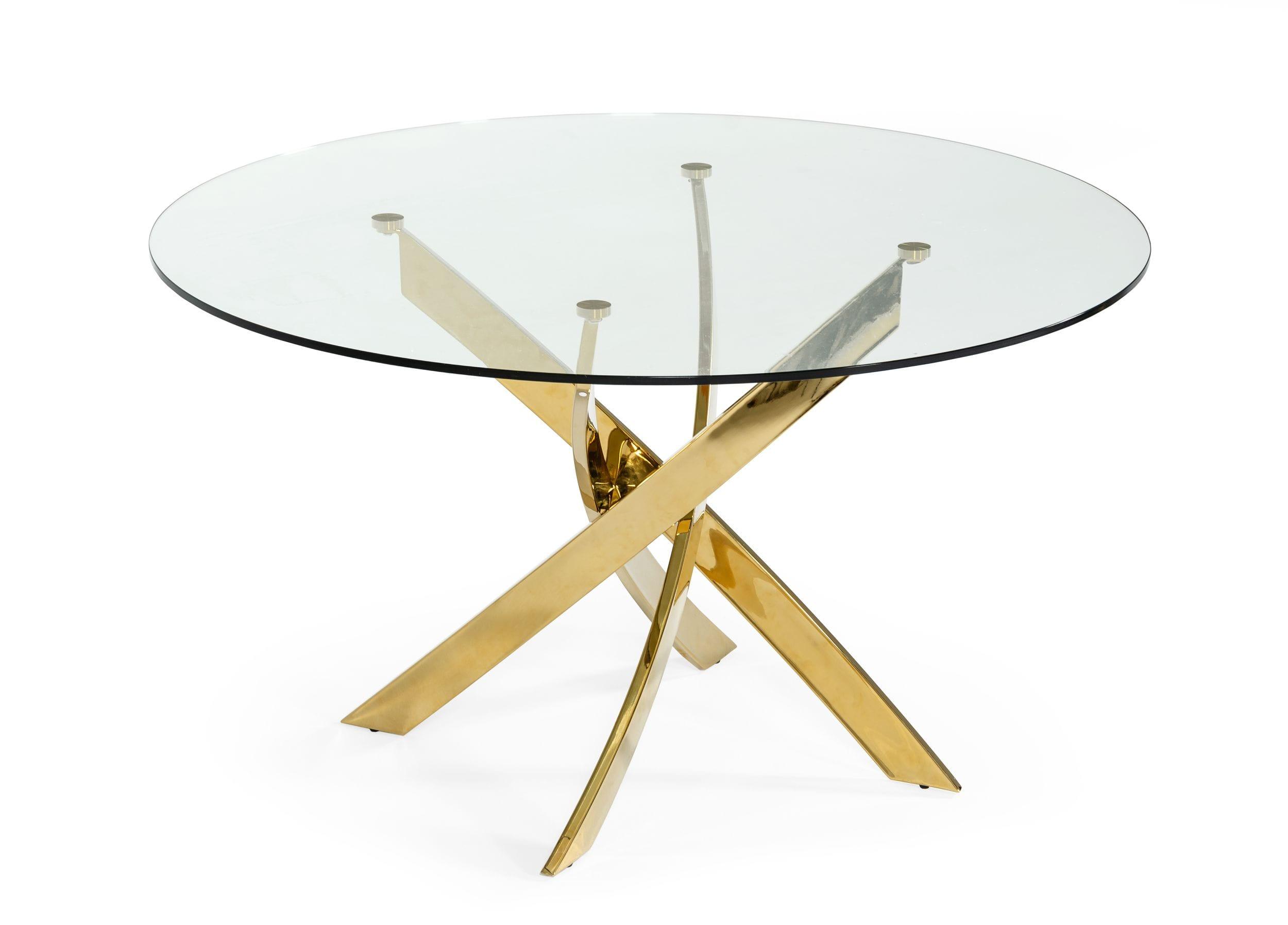 Modrest Pyrite Modern Round Glass Dining Table