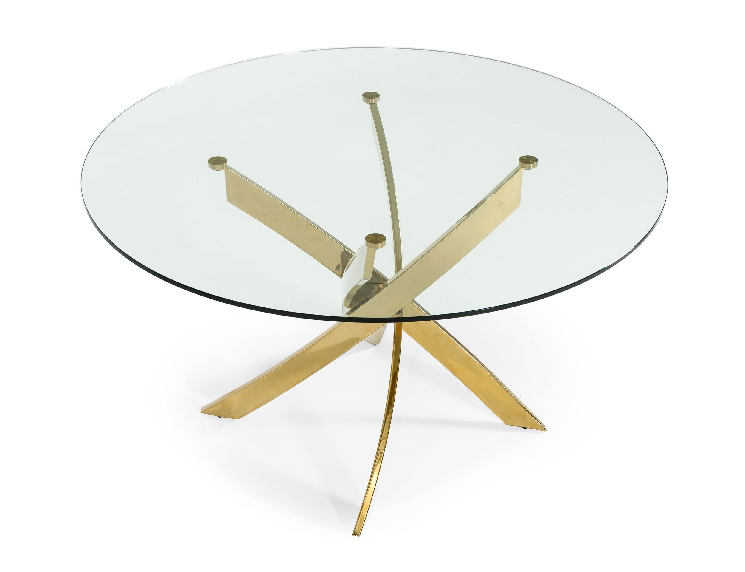 Modrest Pyrite Modern Round Glass Dining Table