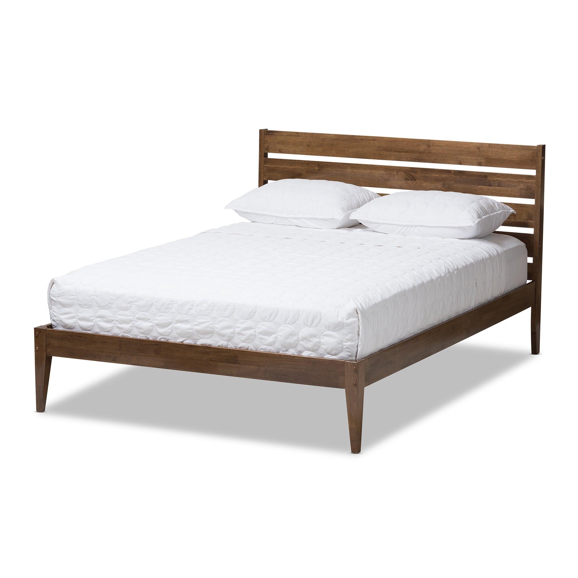 Elmdon Mid-Century Modern Solid Wood Slatted Headboard Style Platform Bed