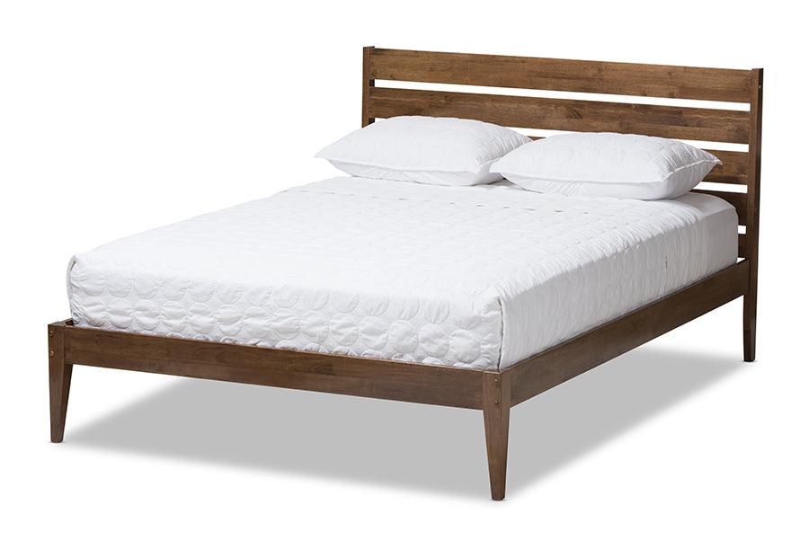 Elmdon Mid-Century Modern Solid Wood Slatted Headboard Style Platform Bed