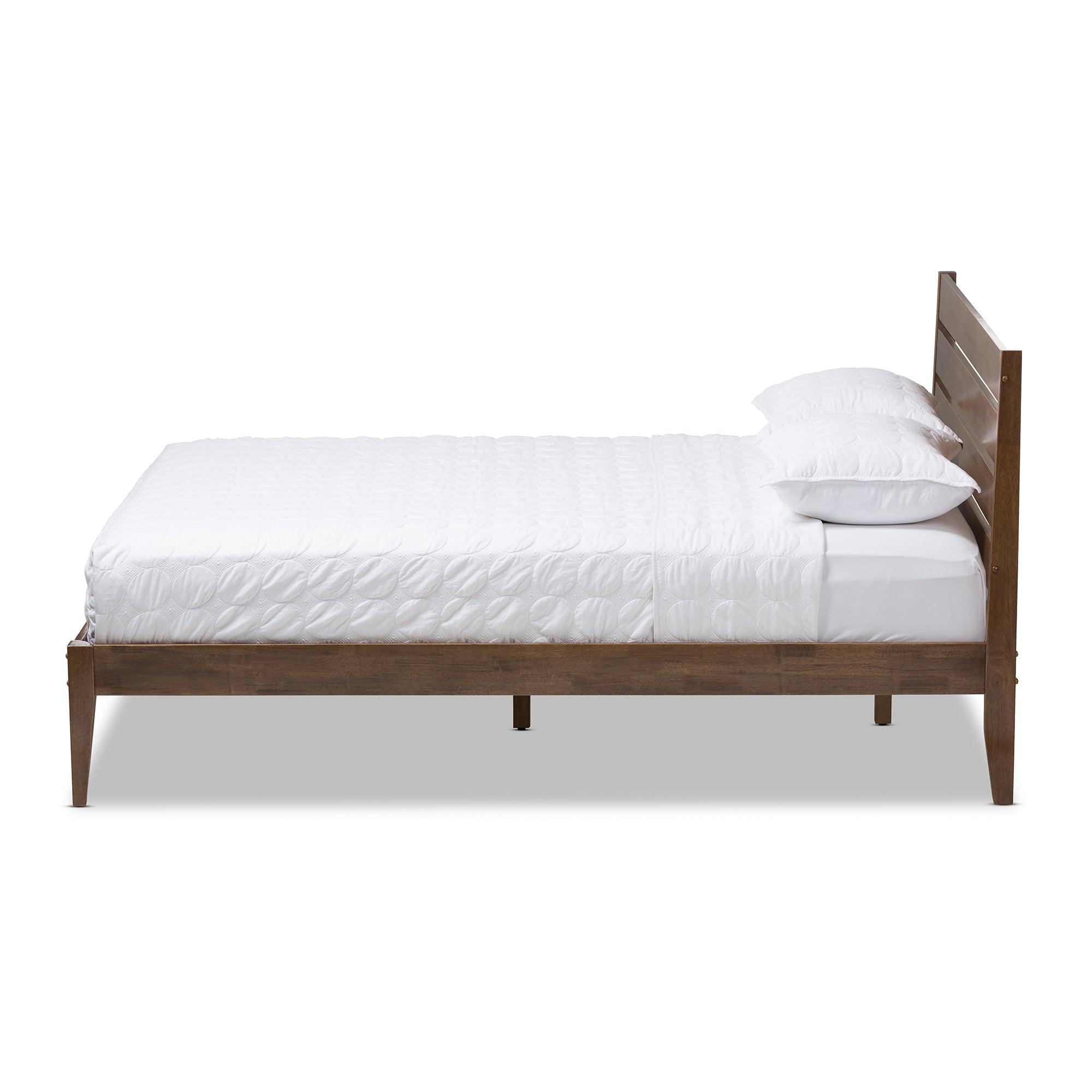 Elmdon Mid-Century Modern Solid Wood Slatted Headboard Style Platform Bed