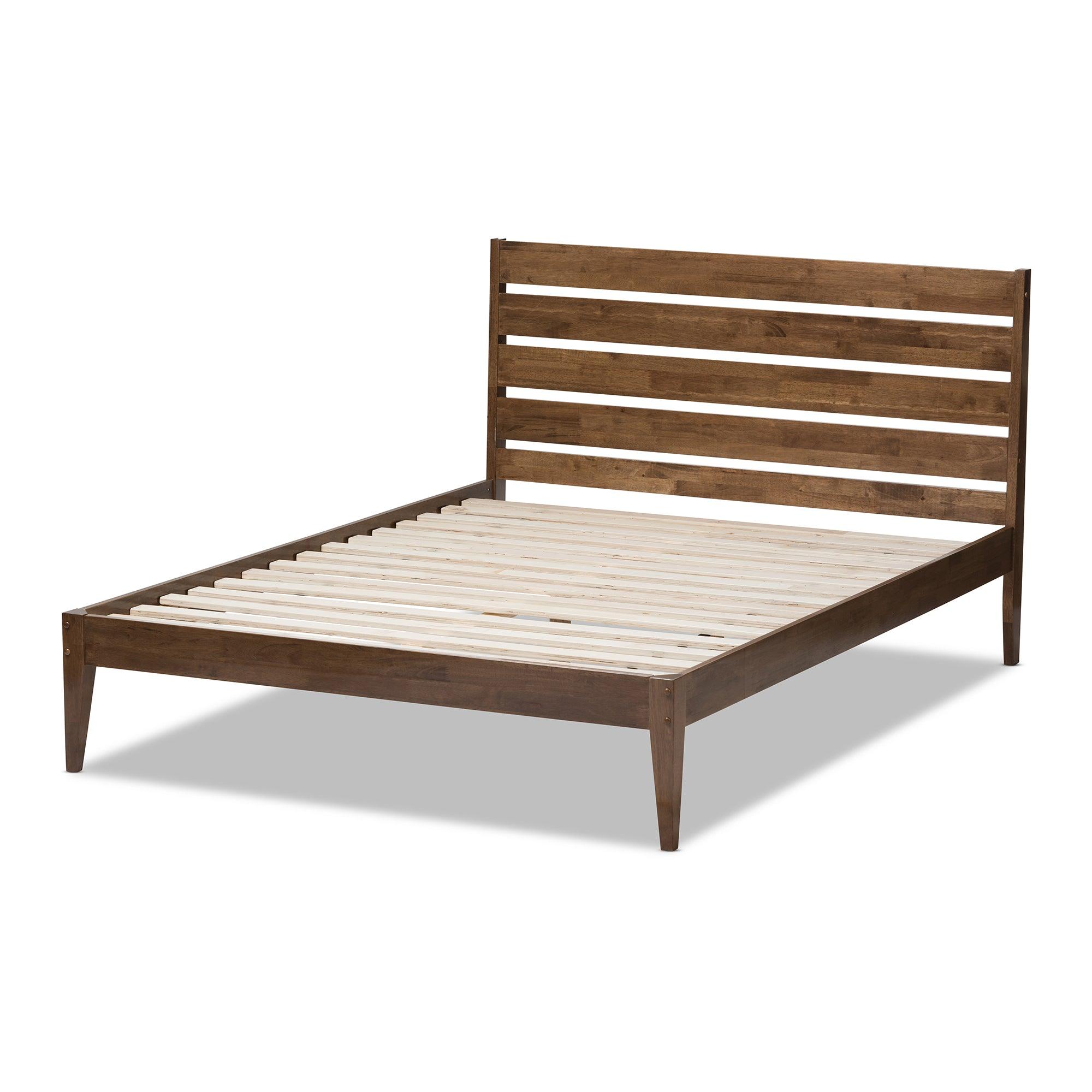 Elmdon Mid-Century Modern Solid Wood Slatted Headboard Style Platform Bed