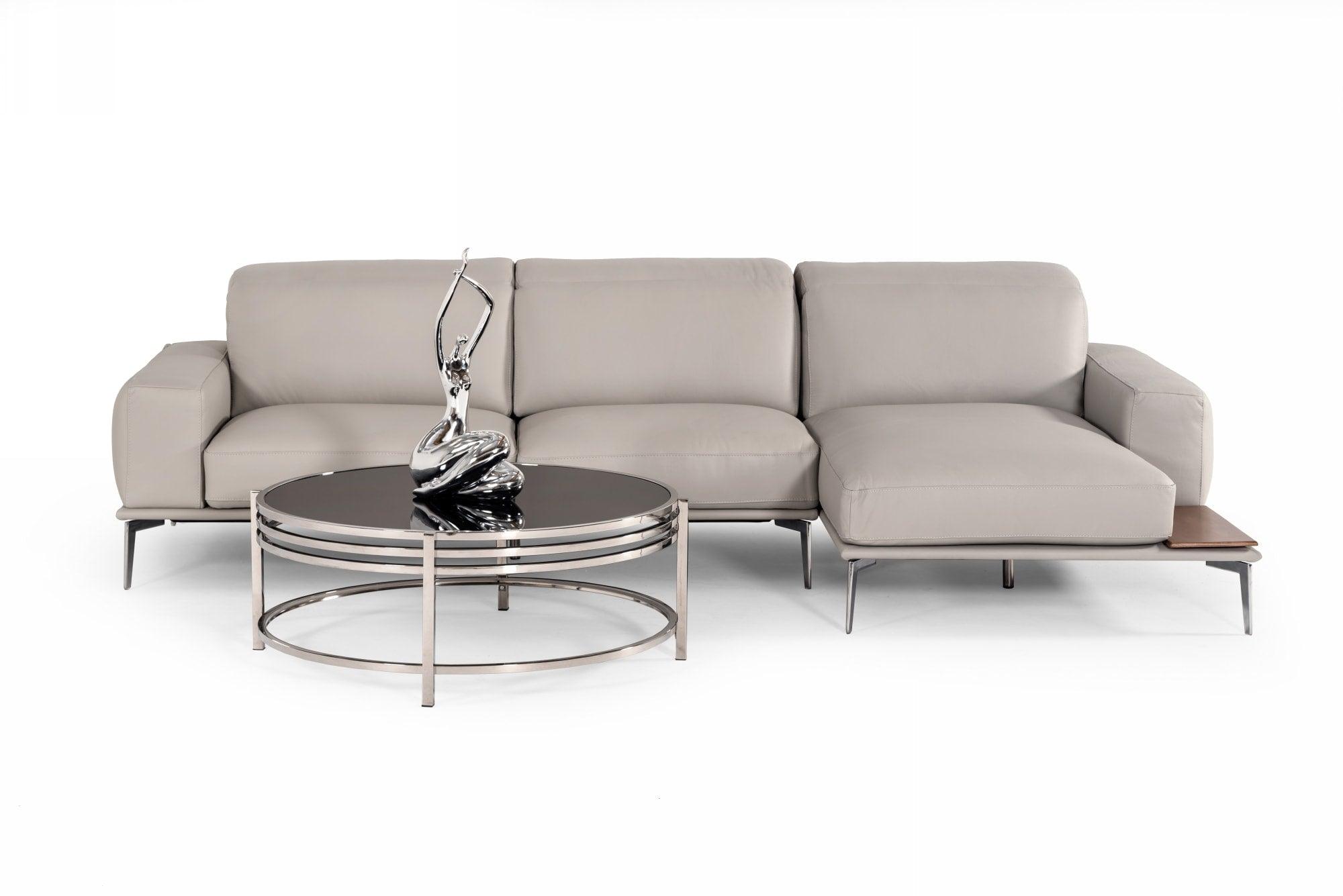 Lamod Italia Villeneuve Italian Modern Leather Right Facing Sectional Sofa