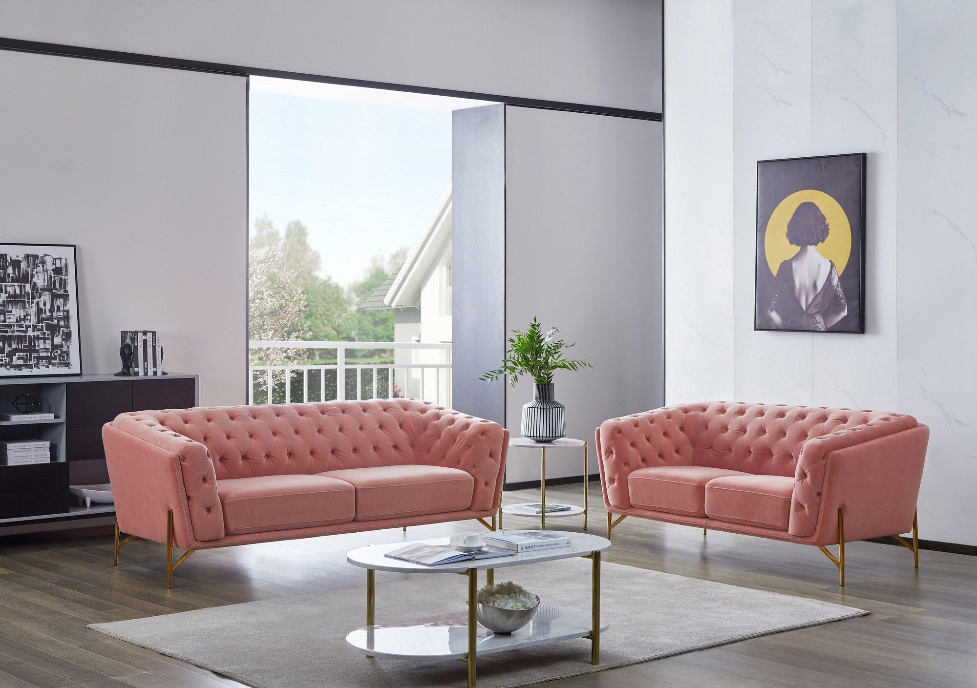 Divani Casa Aiken Modern Salmon Velvet Sofa