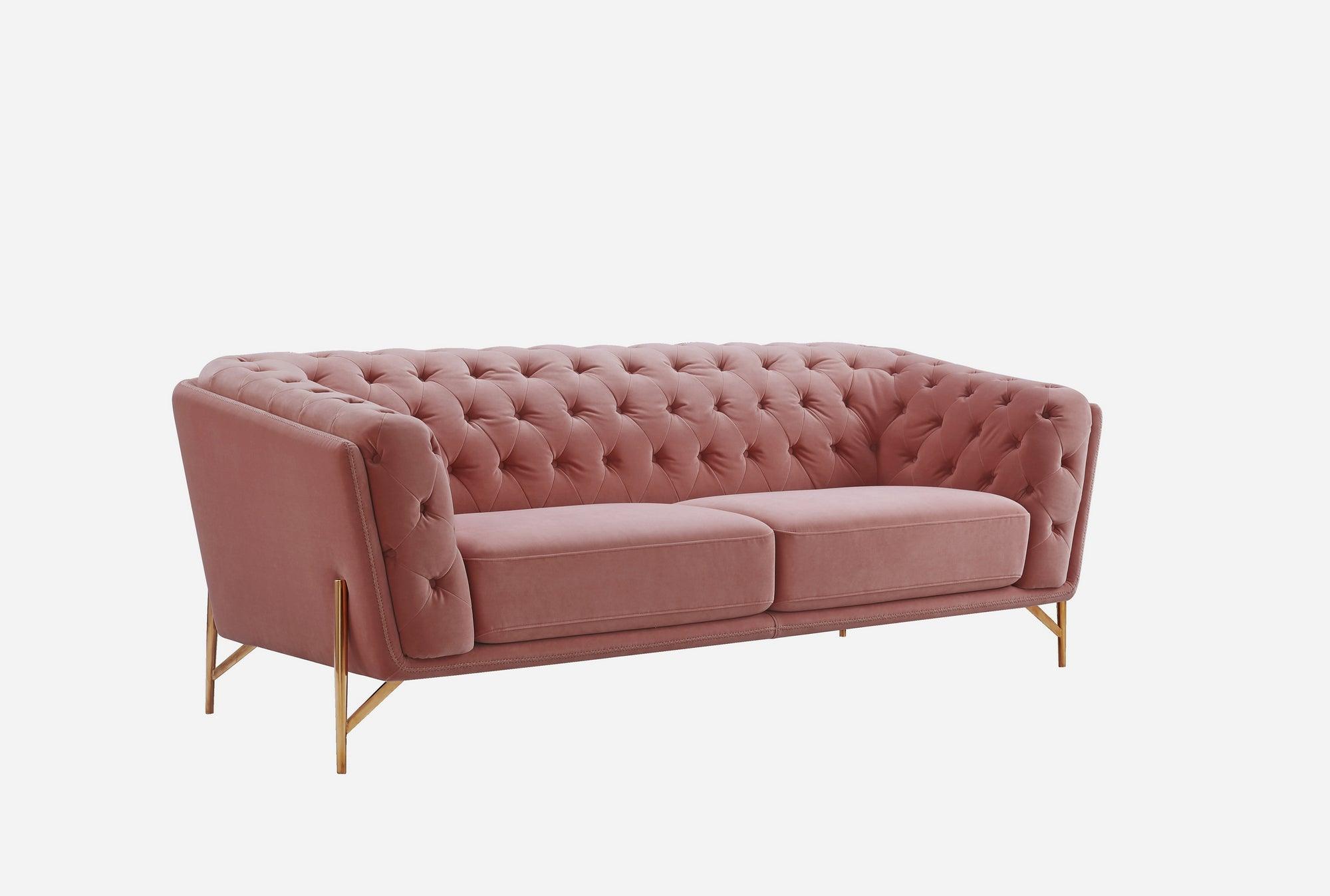 Divani Casa Aiken Modern Salmon Velvet Sofa