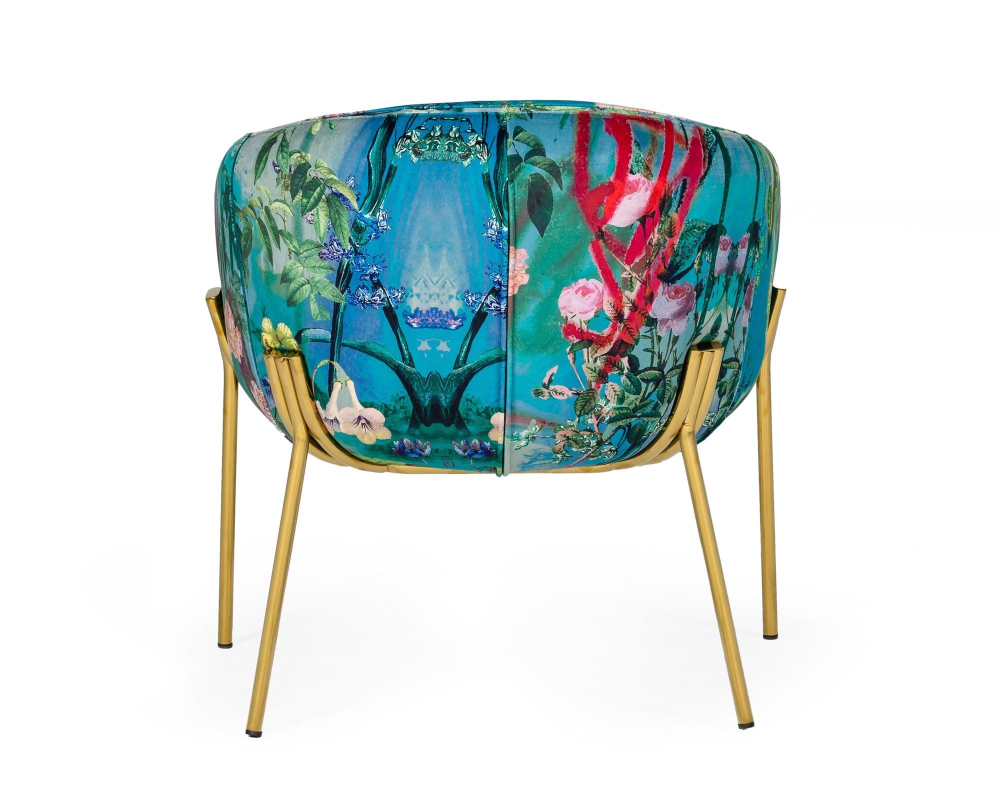 Modrest Falco Contemporary Floral Velvet and Accent Chair