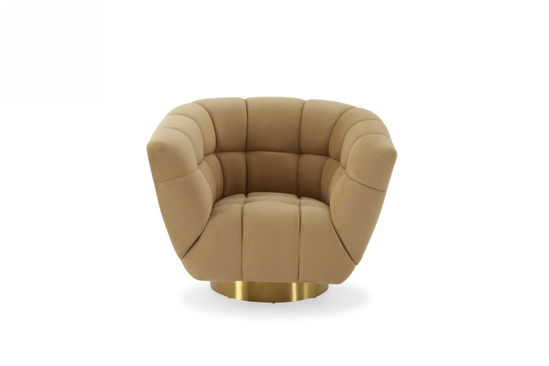 Divani Casa Granby Glam Mustard and Fabric Chair