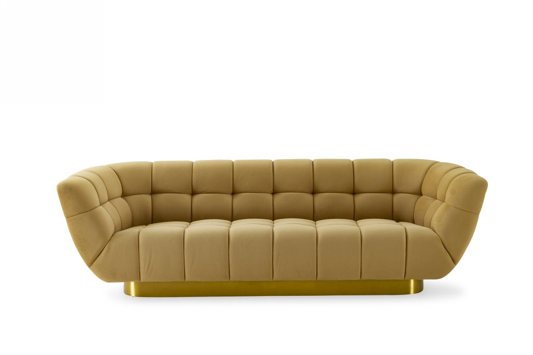 Divani Casa Granby Glam Mustard and Fabric Sofa