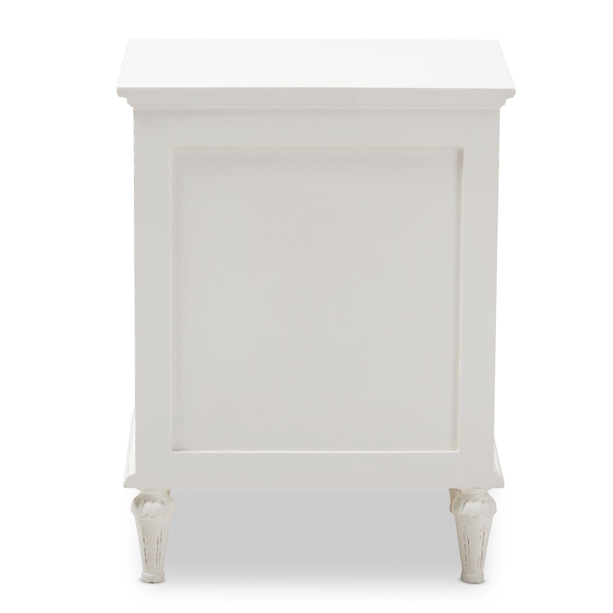 Venezia French-Inspired Rustic wash Wood 3-Drawer Nightstand