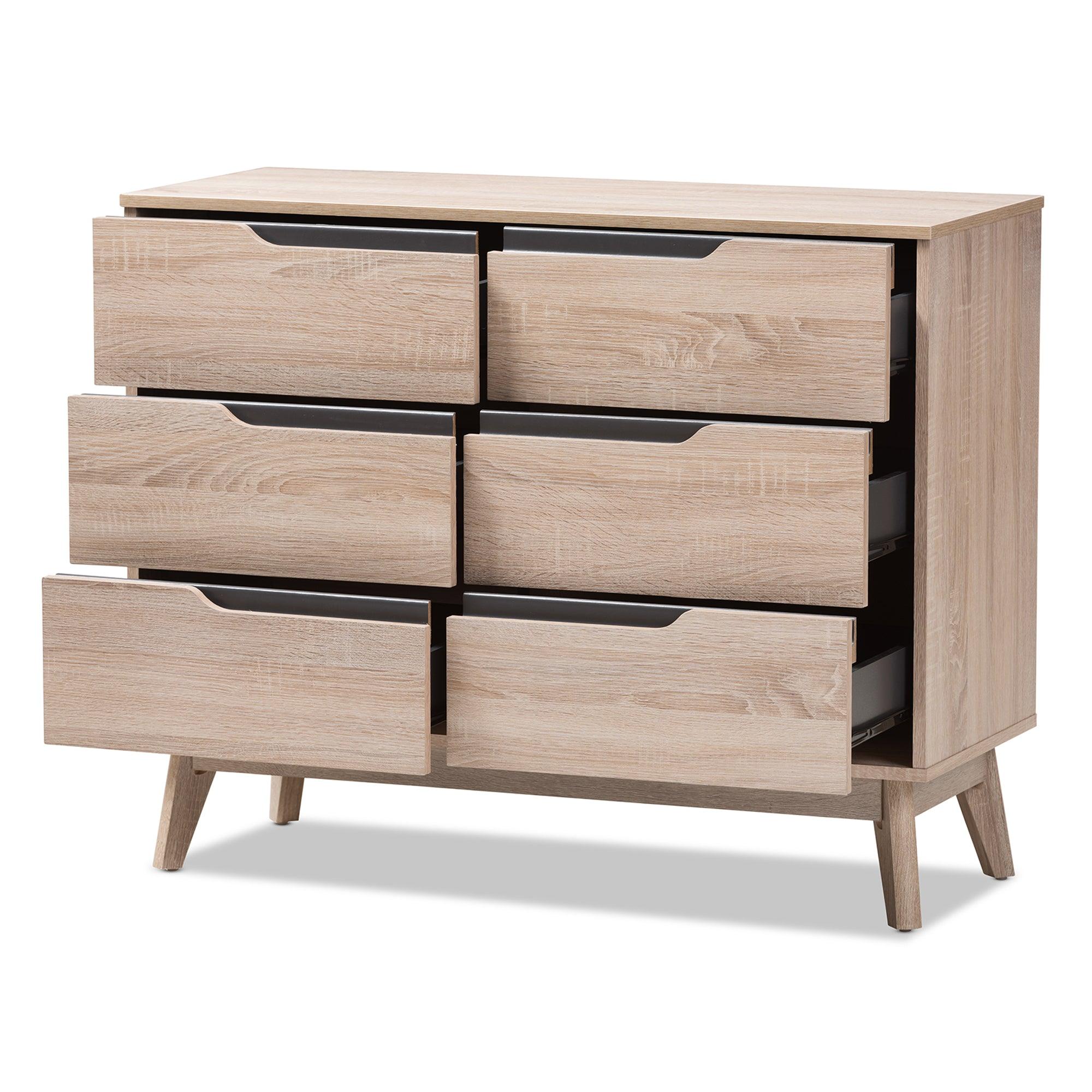 Fella Mid-Century Modern Two-Tone and Wood 6-Drawer Dresser