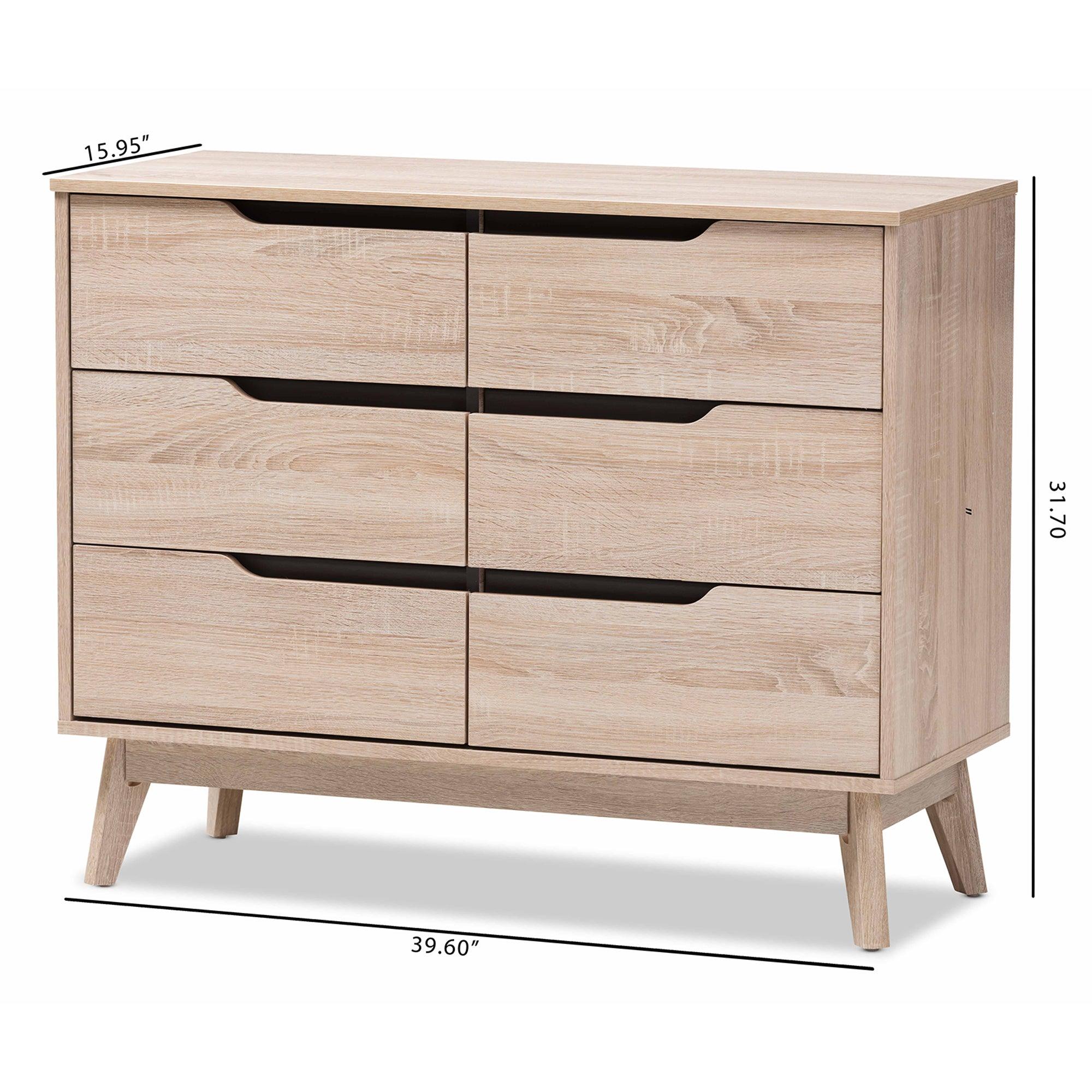 Fella Mid-Century Modern Two-Tone and Wood 6-Drawer Dresser