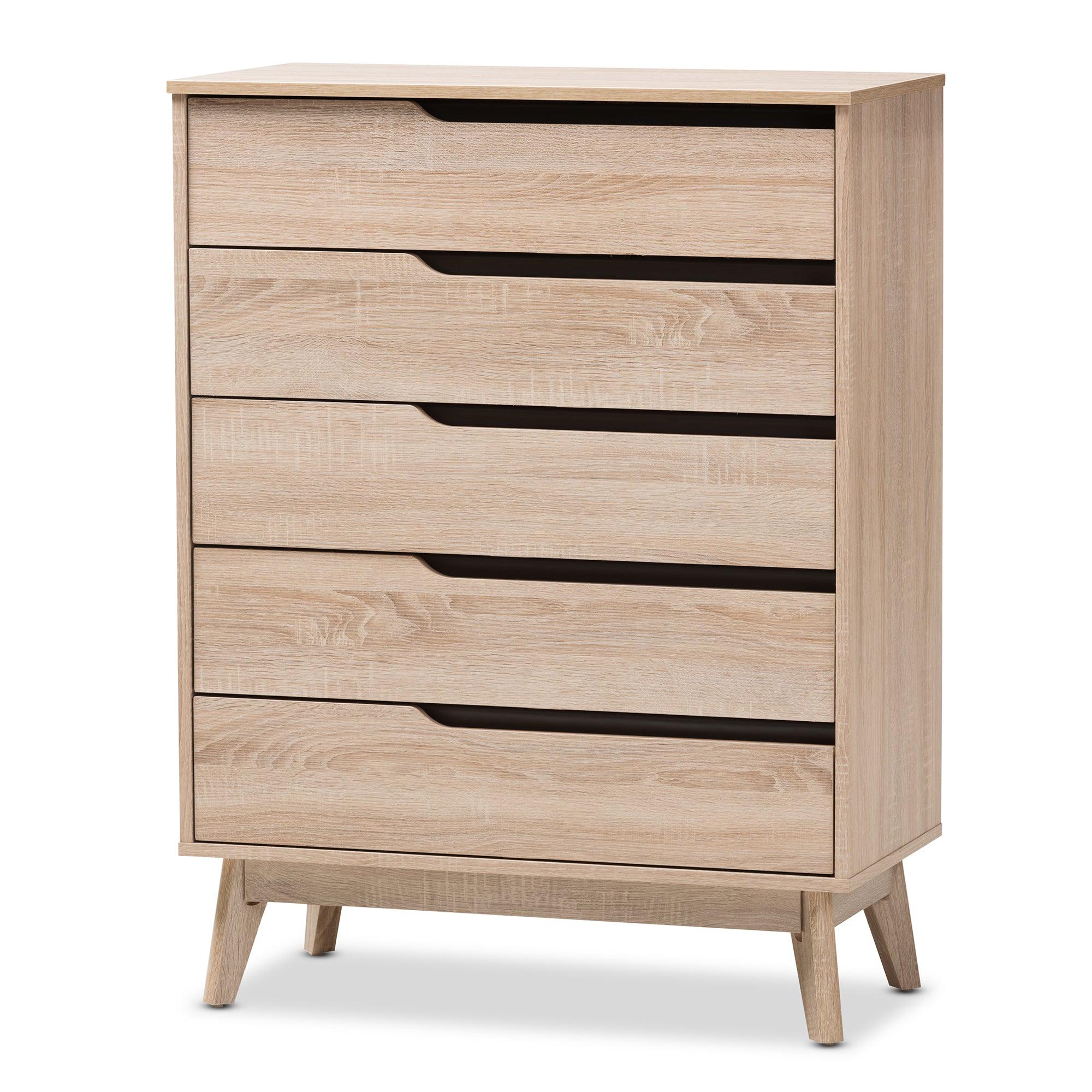 Fella Mid-Century Modern Two-Tone and Wood 5-Drawer Chest