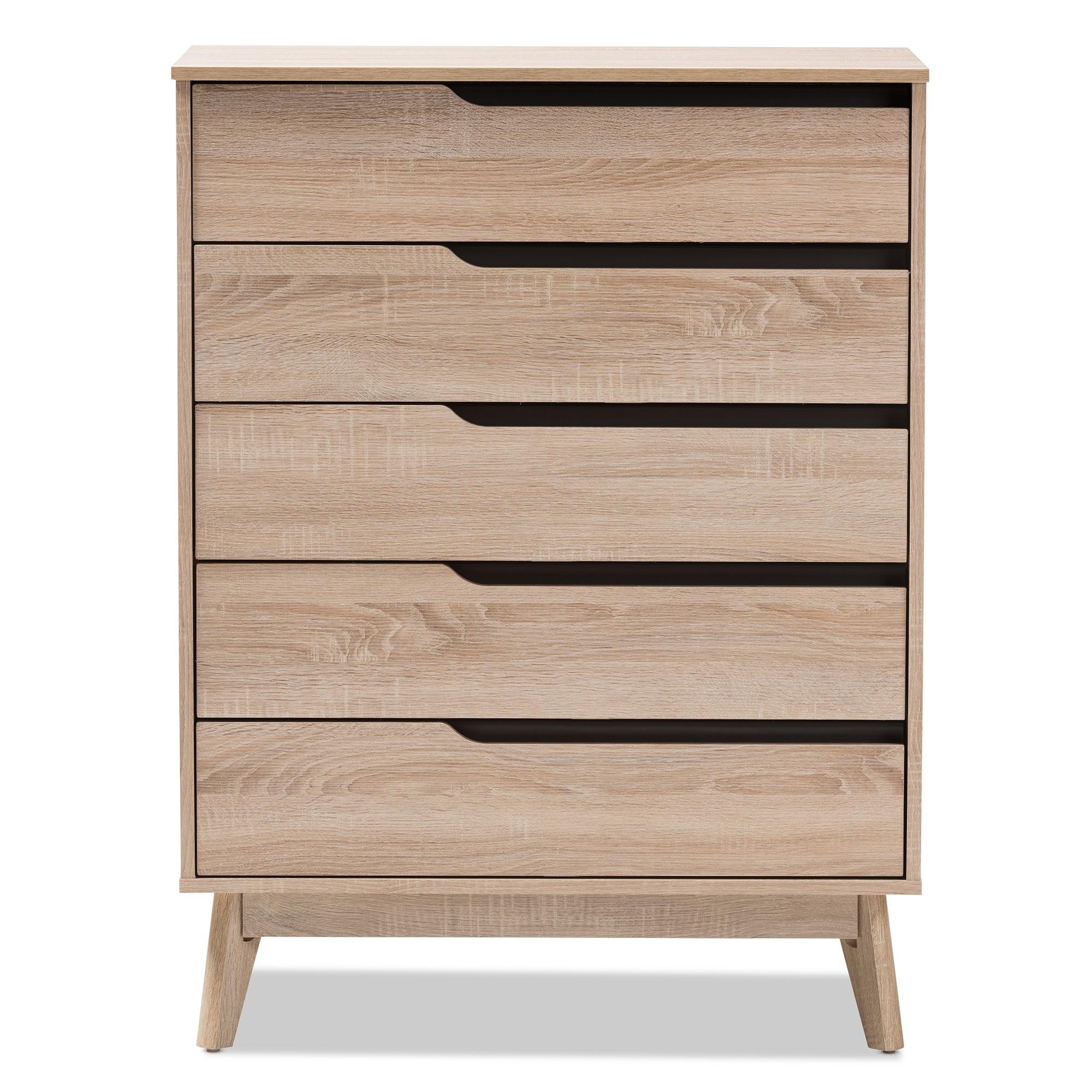 Fella Mid-Century Modern Two-Tone and Wood 5-Drawer Chest