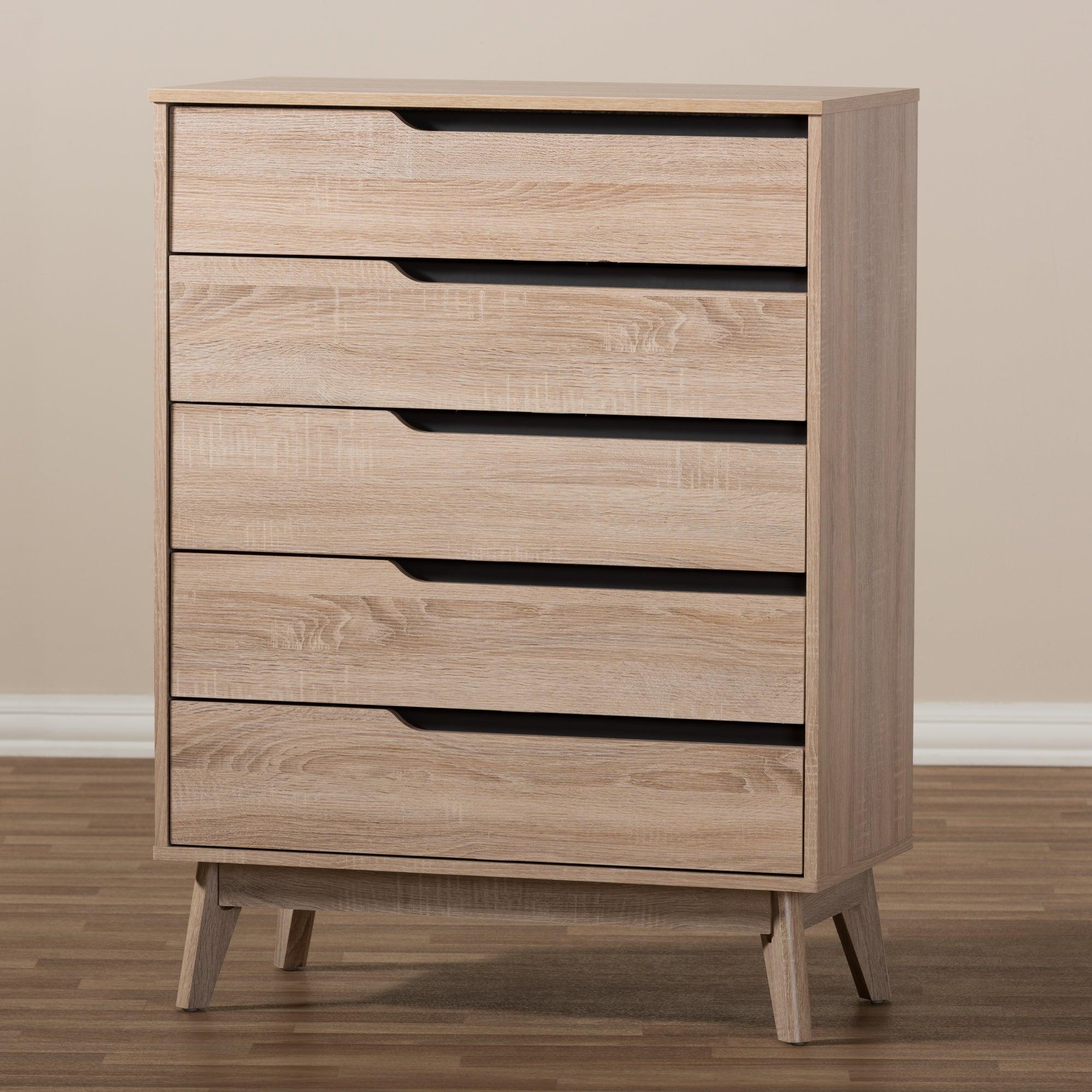 Fella Mid-Century Modern Two-Tone and Wood 5-Drawer Chest