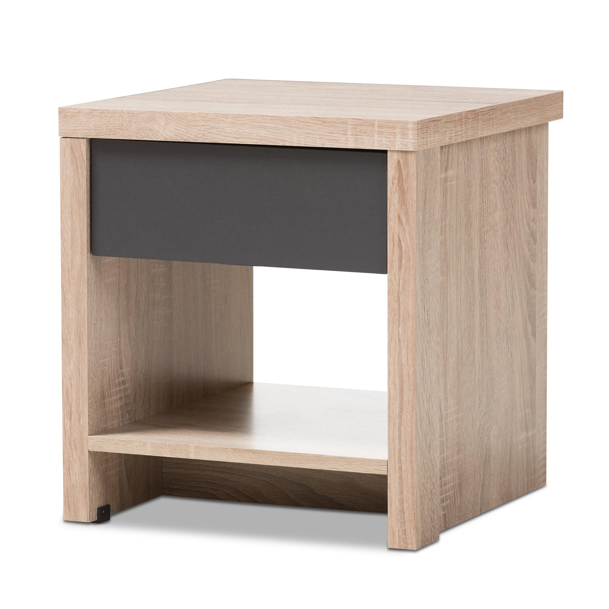 Jamie Modern and Contemporary Two-Tone and Wood 1-Drawer 1-Shelf Nightstand