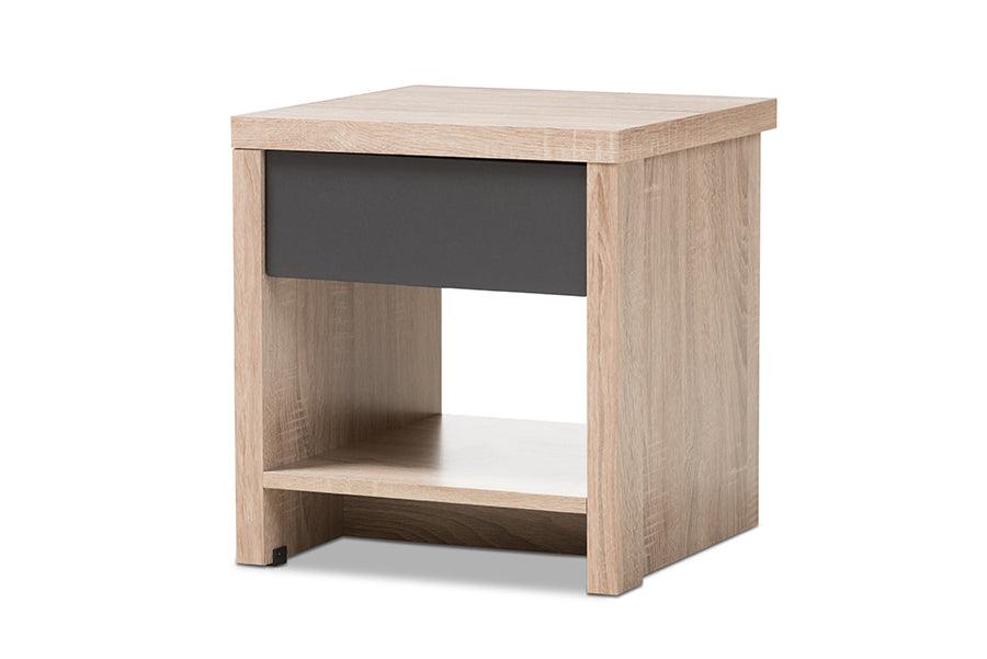 Jamie Modern and Contemporary Two-Tone and Wood 1-Drawer 1-Shelf Nightstand