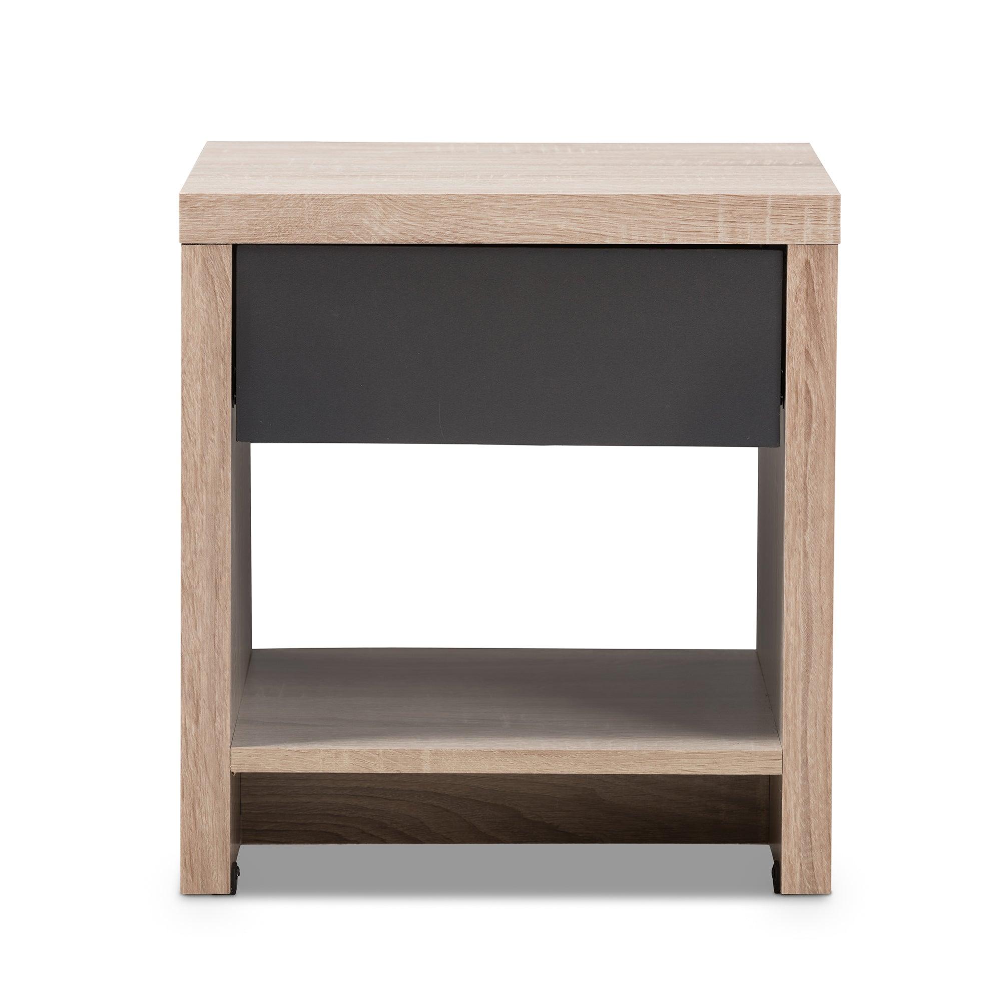 Jamie Modern and Contemporary Two-Tone and Wood 1-Drawer 1-Shelf Nightstand