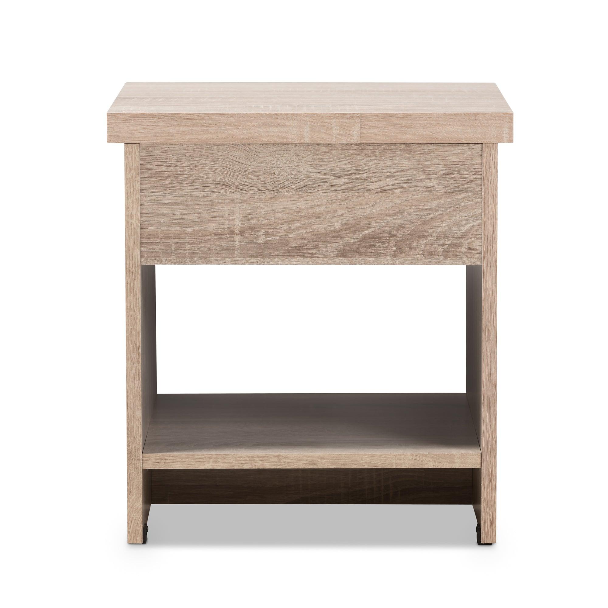 Jamie Modern and Contemporary Two-Tone and Wood 1-Drawer 1-Shelf Nightstand