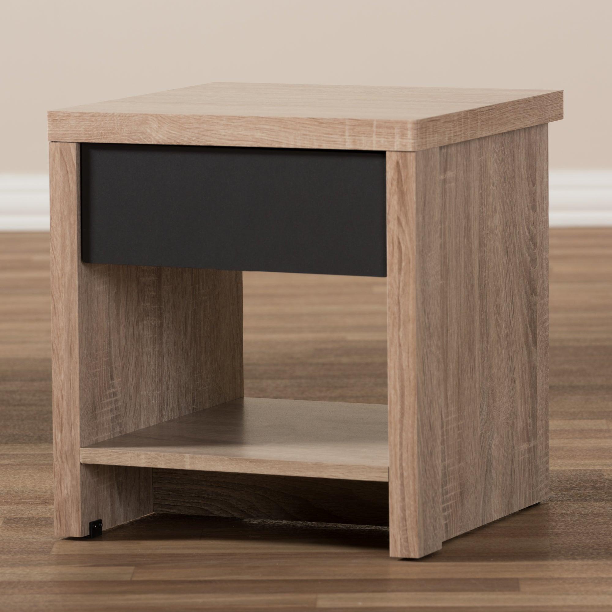 Jamie Modern and Contemporary Two-Tone and Wood 1-Drawer 1-Shelf Nightstand