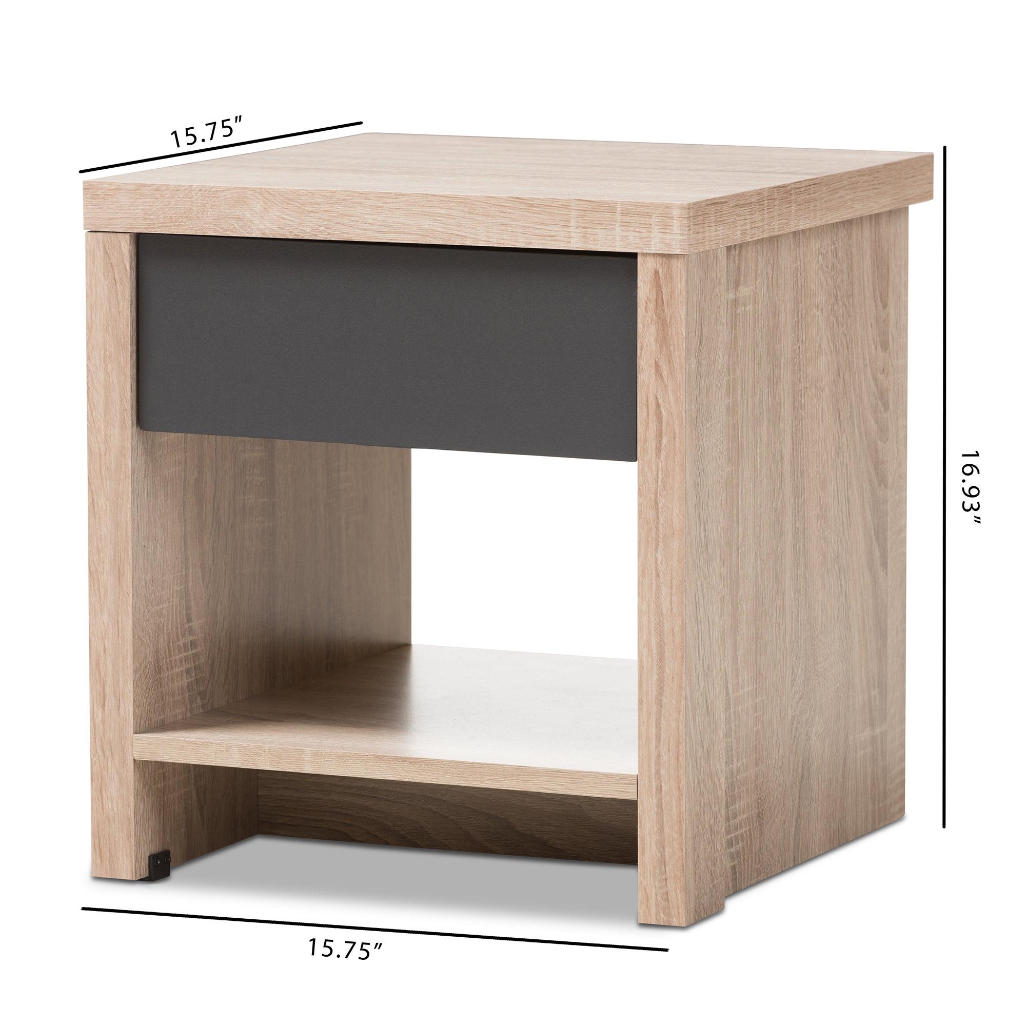 Jamie Modern and Contemporary Two-Tone and Wood 1-Drawer 1-Shelf Nightstand