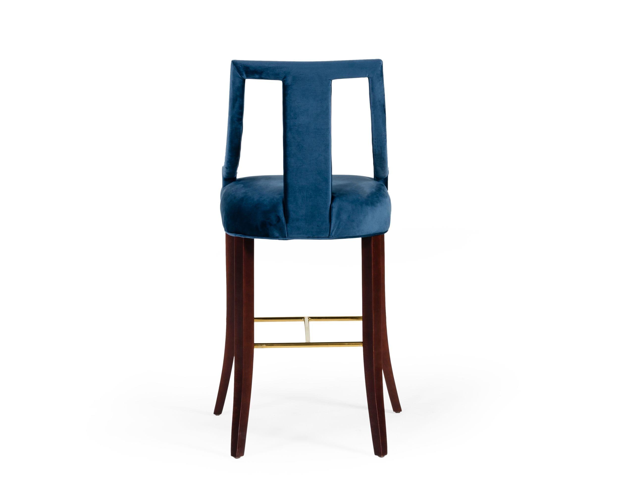 Modrest Kimball Glam Velvet Bar Stool