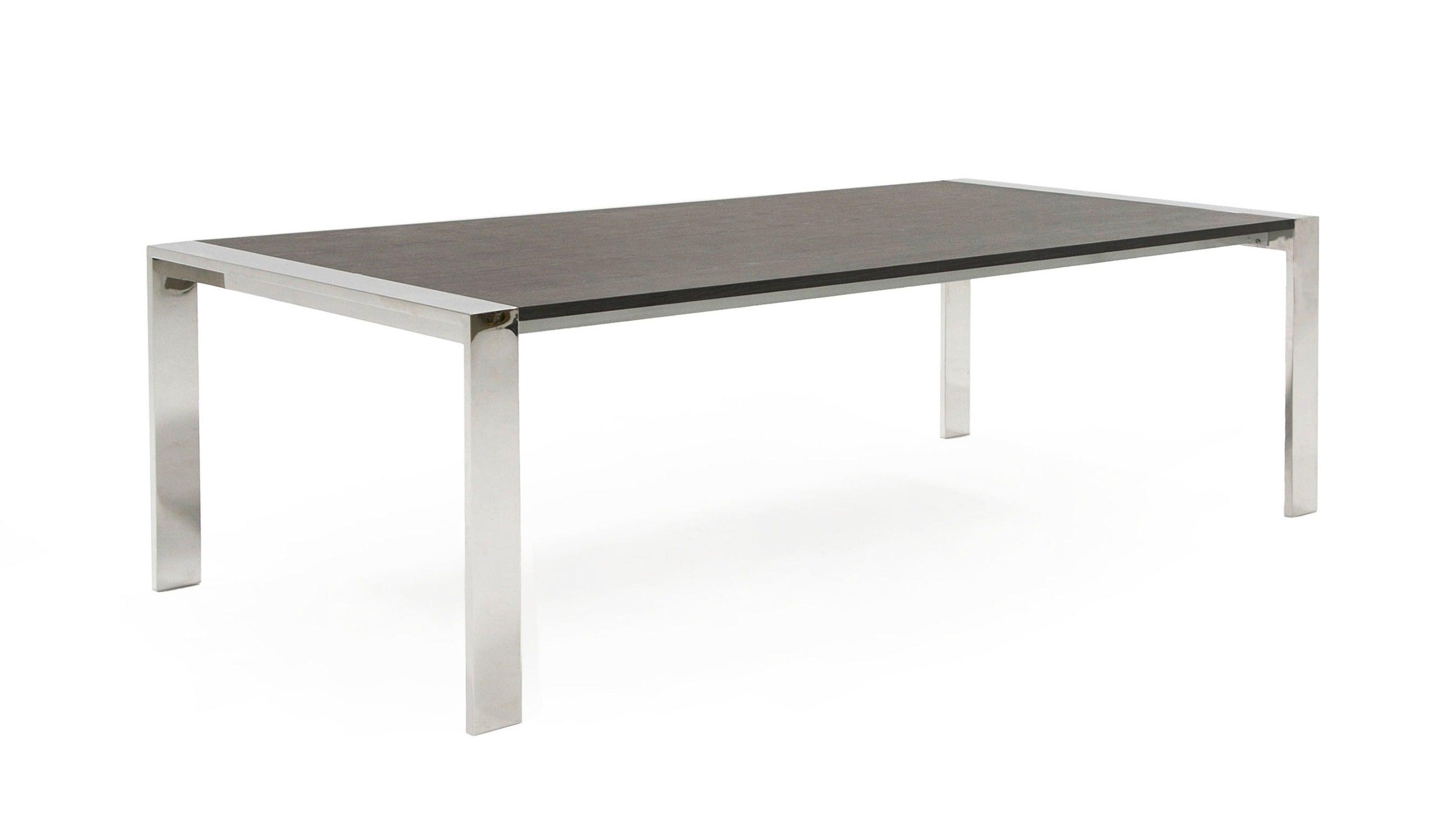 Modrest Fauna Modern Elm Stainless Steel Chrome Dining Table