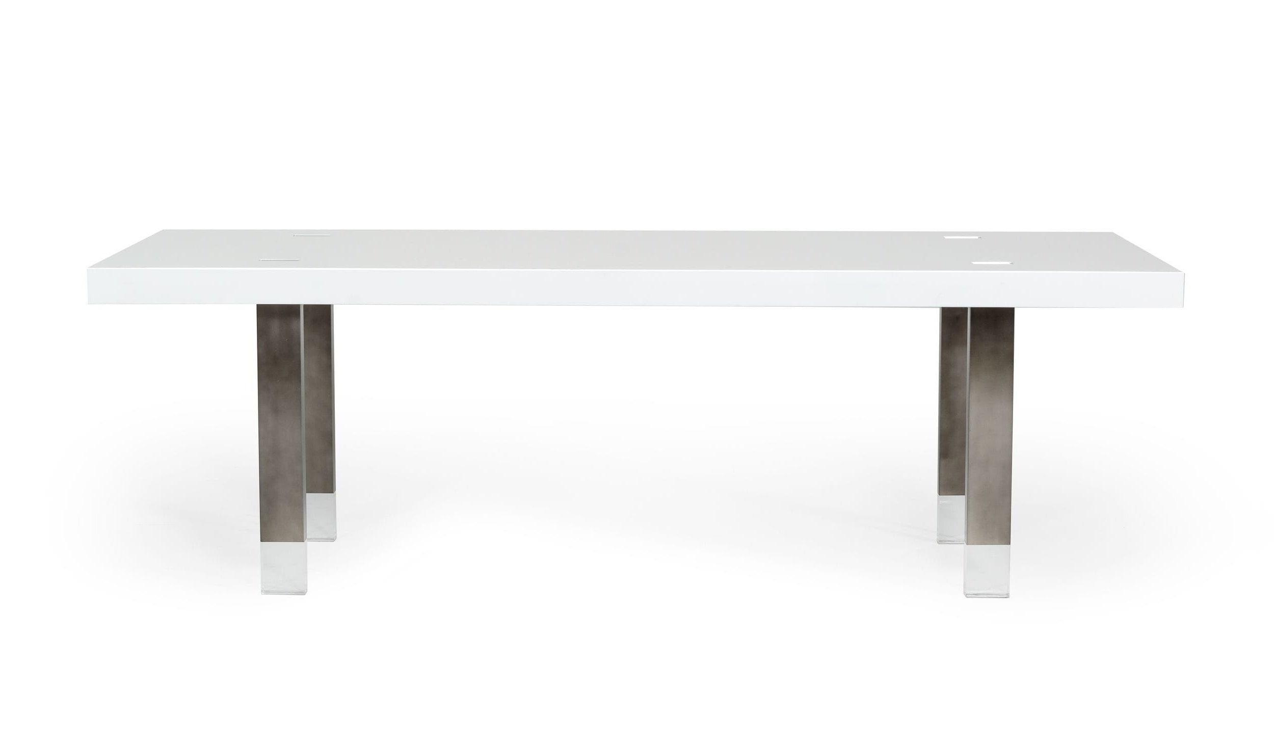 Modrest Lenny Modern High Gloss Stainless Steel Gun Metal Dining Table