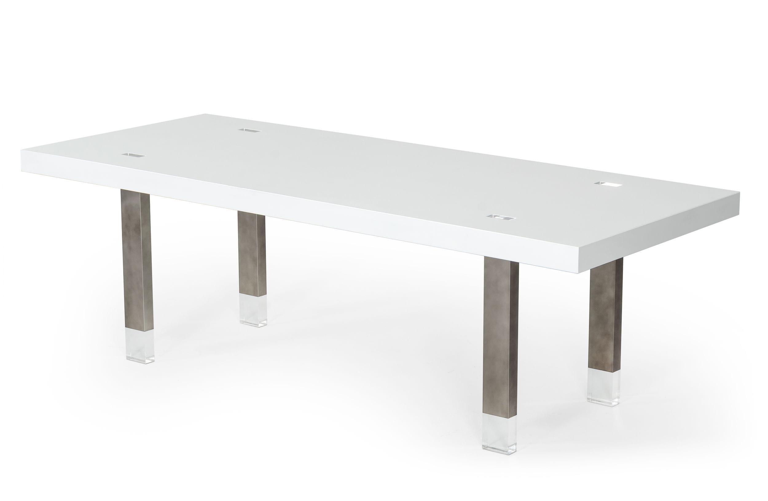 Modrest Lenny Modern High Gloss Stainless Steel Gun Metal Dining Table