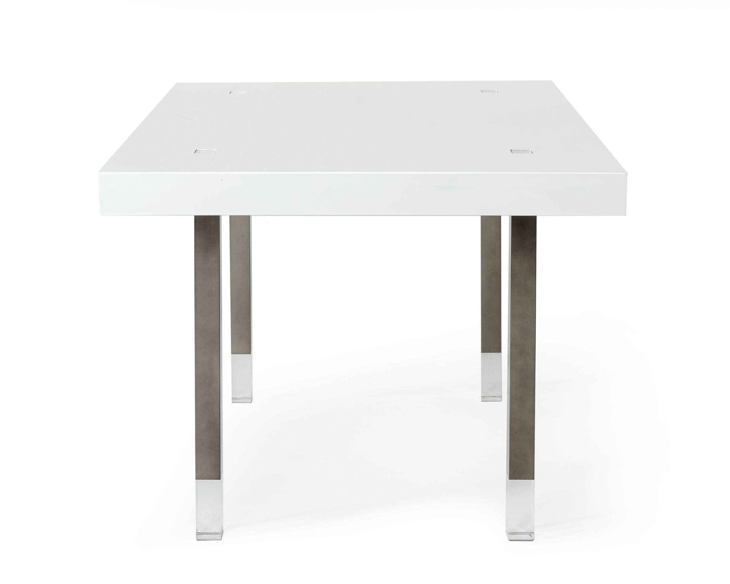 Modrest Lenny Modern High Gloss Stainless Steel Gun Metal Dining Table