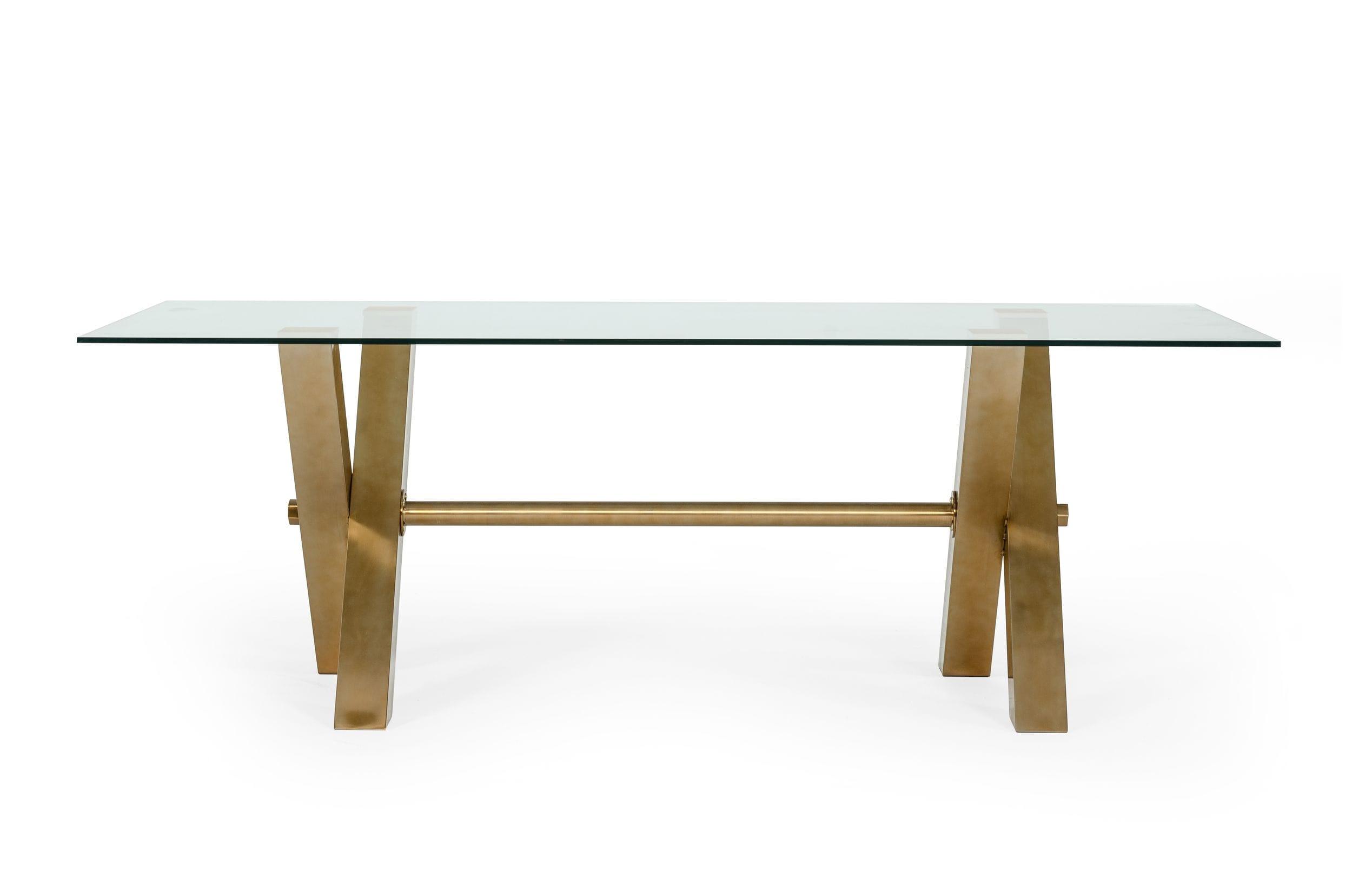 Modrest Dandy Modern Golden 15mm Glass Dining Table