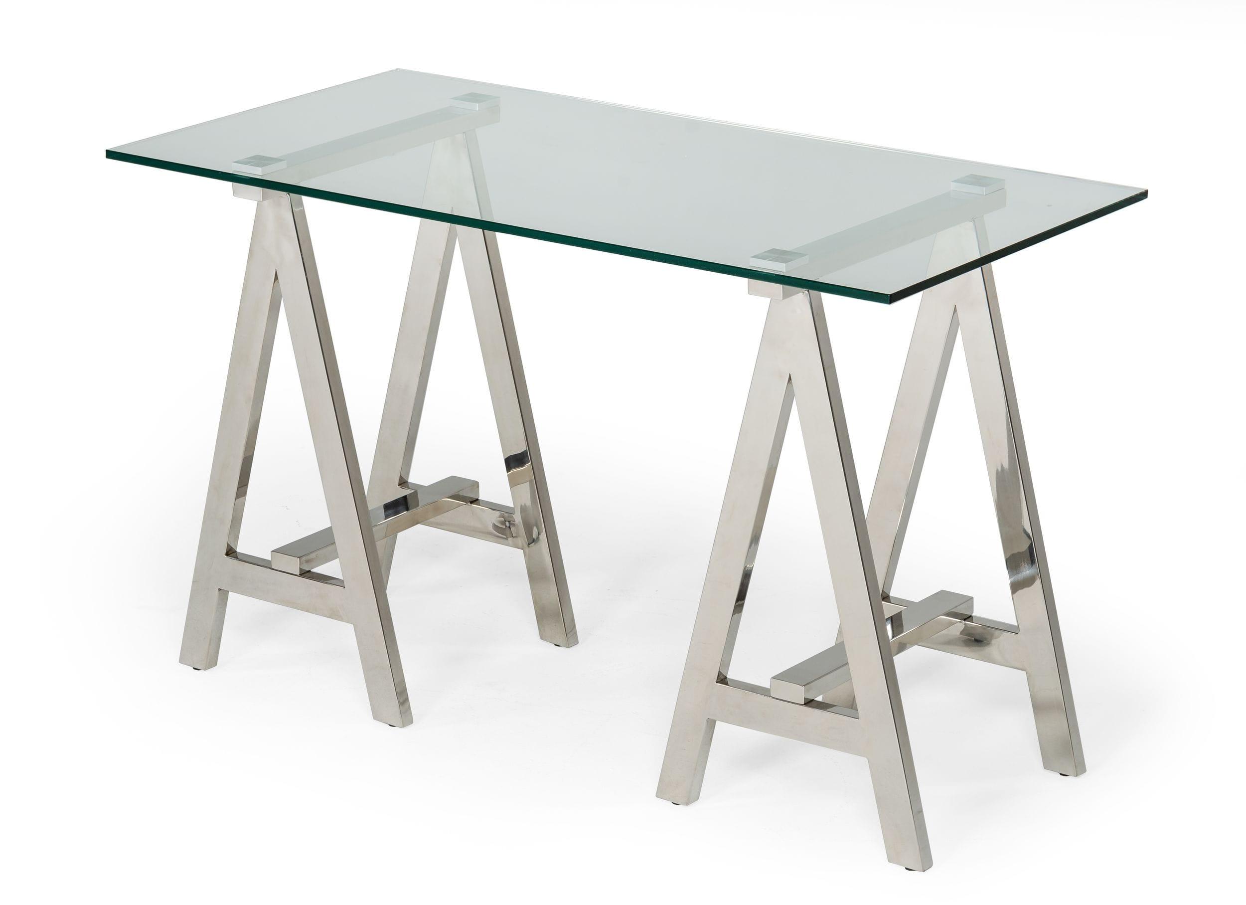 Modrest Ostrow Modern Glass Stainless Steel Console Table