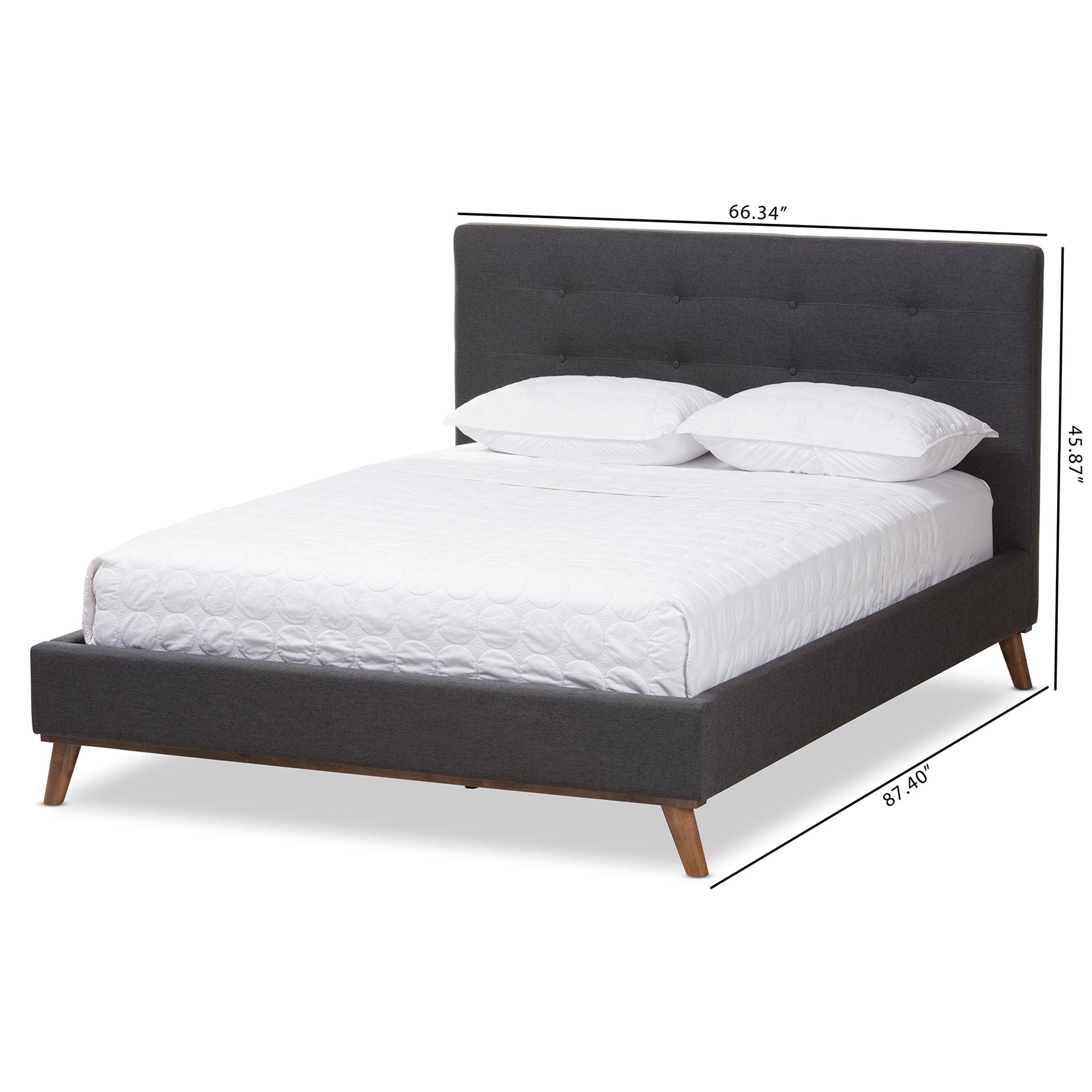 Valencia Mid-Century Modern Dark Fabric Platform Bed