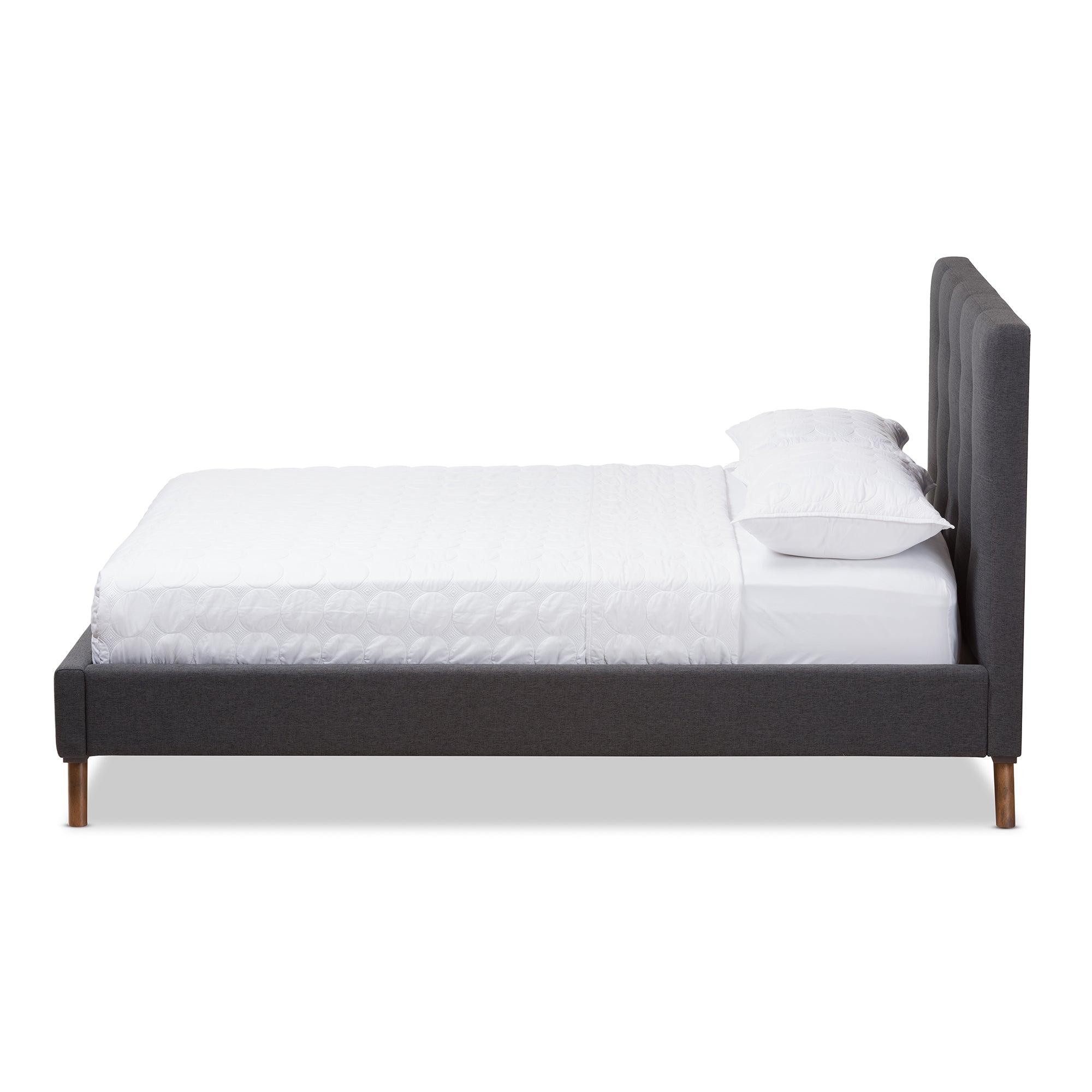 Valencia Mid-Century Modern Dark Fabric Platform Bed