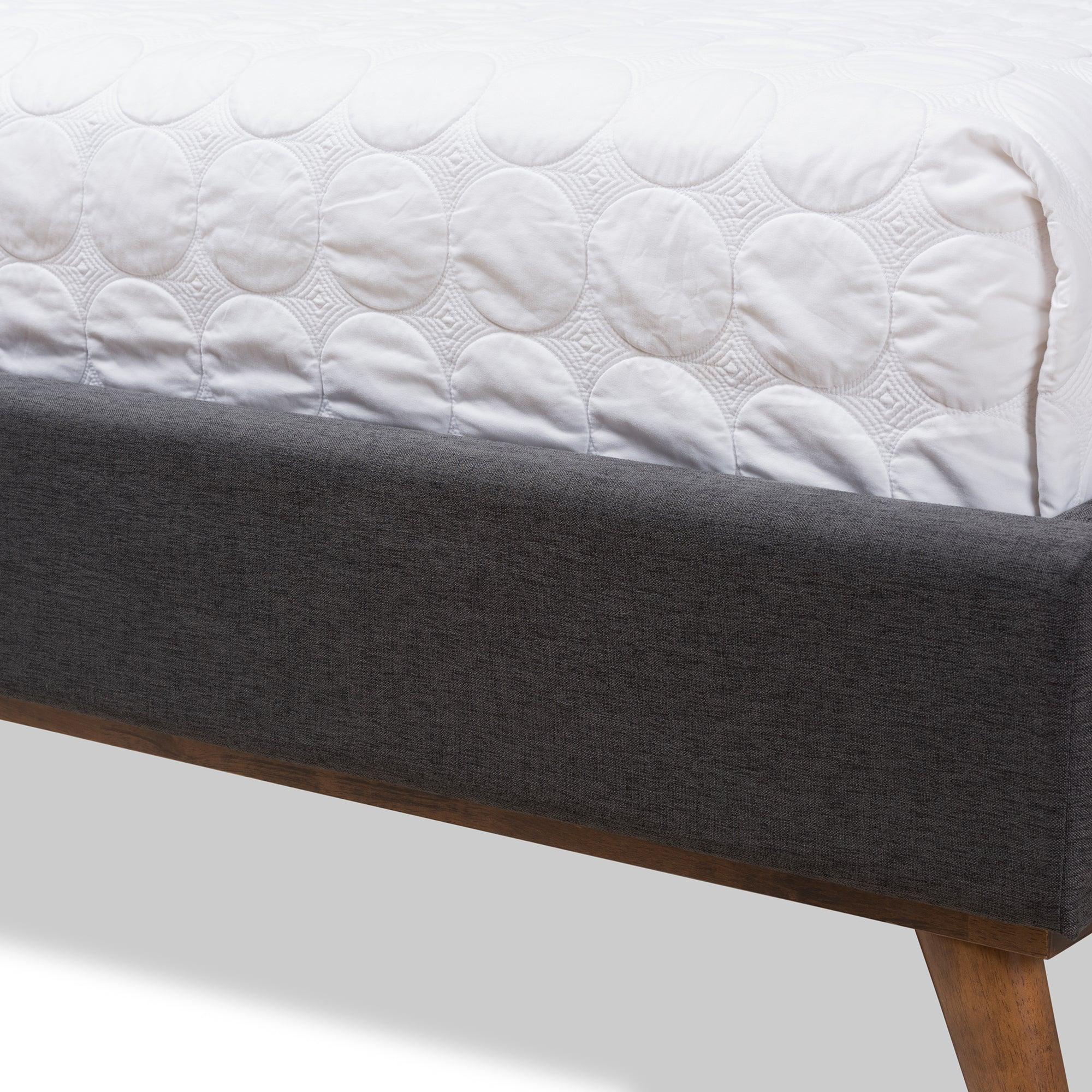 Valencia Mid-Century Modern Dark Fabric Platform Bed