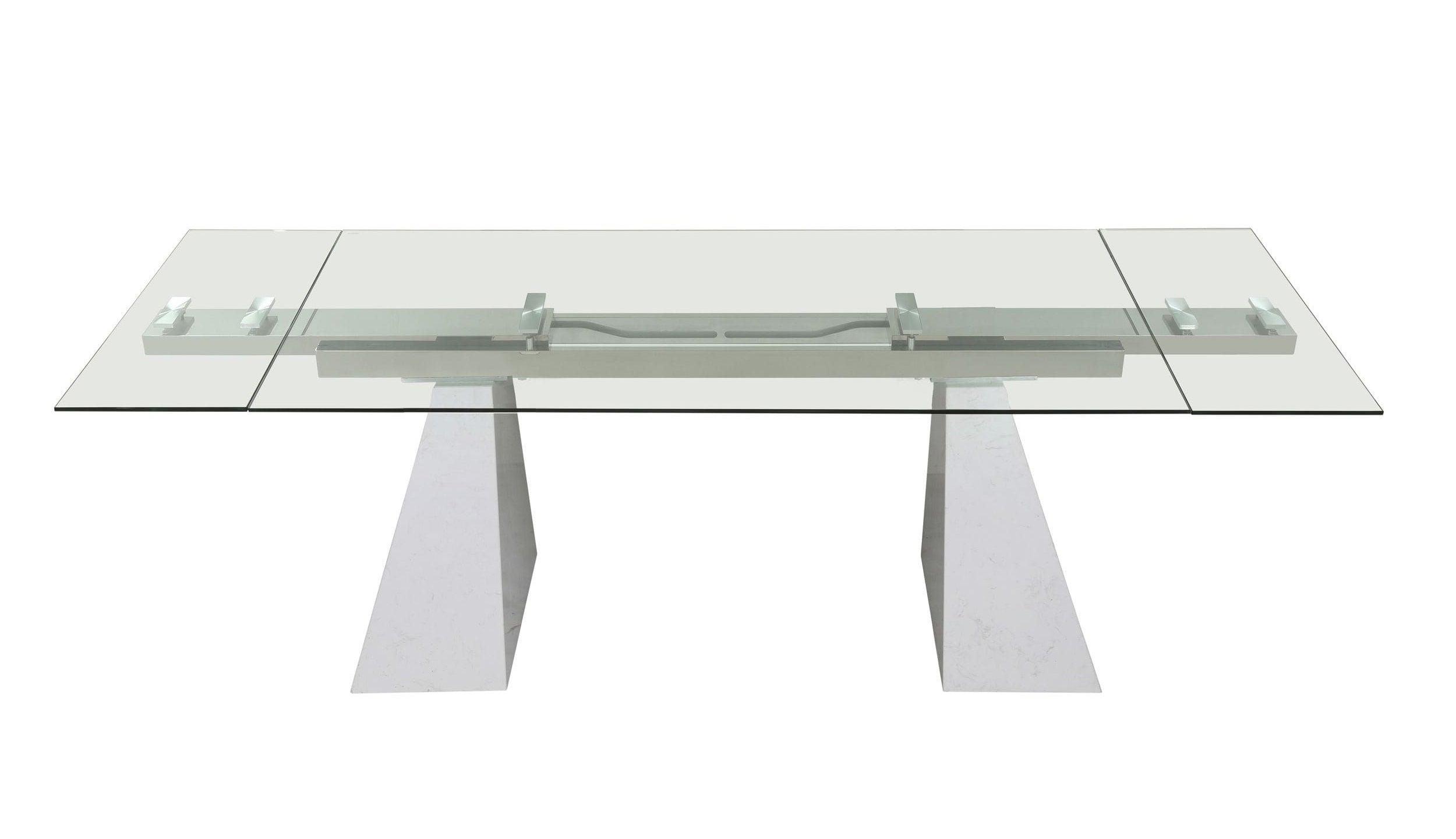 Modrest Latrobe Modern Extendable Quartz Stone Glass Dining Table