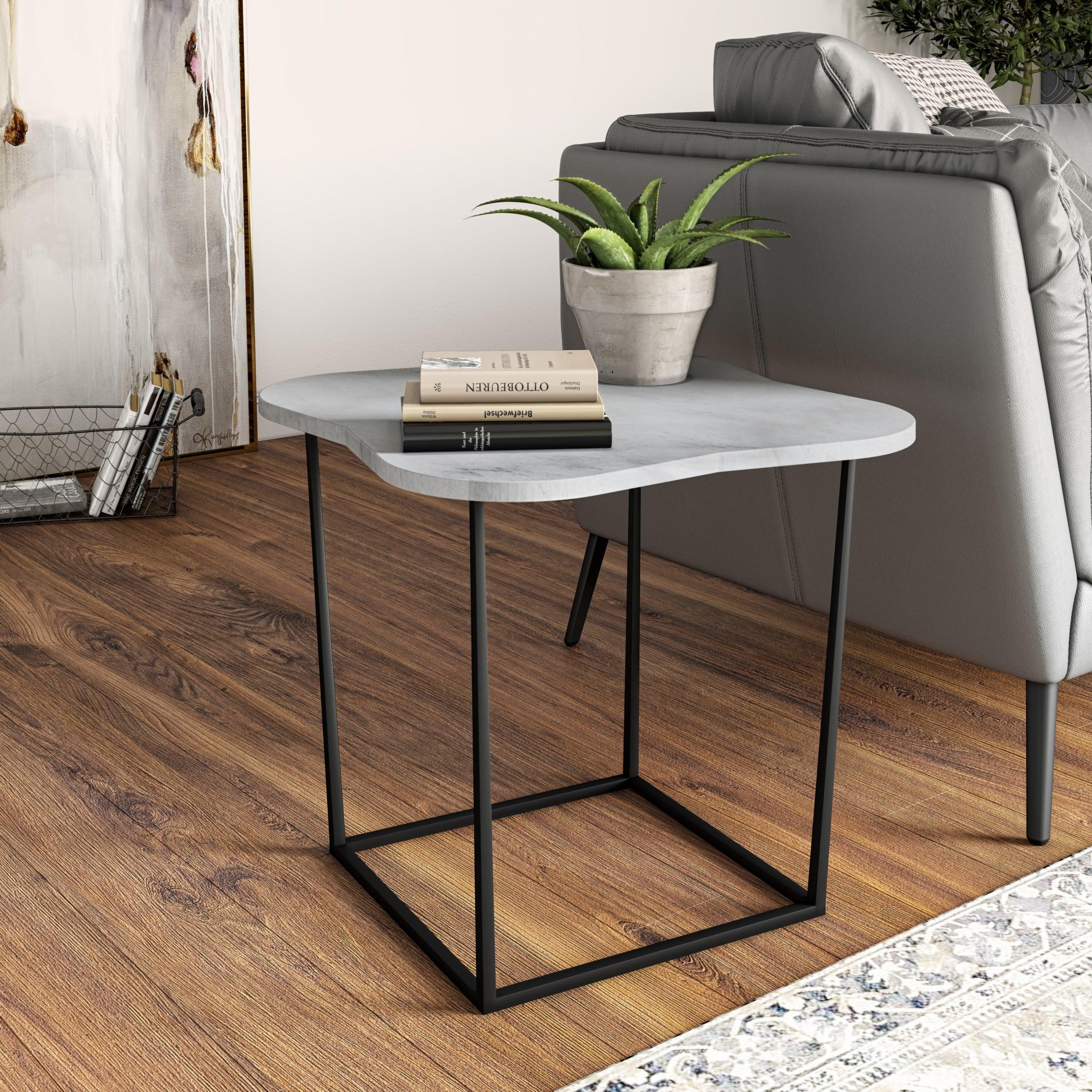 Modrest Aleidy Marble Metal End Table