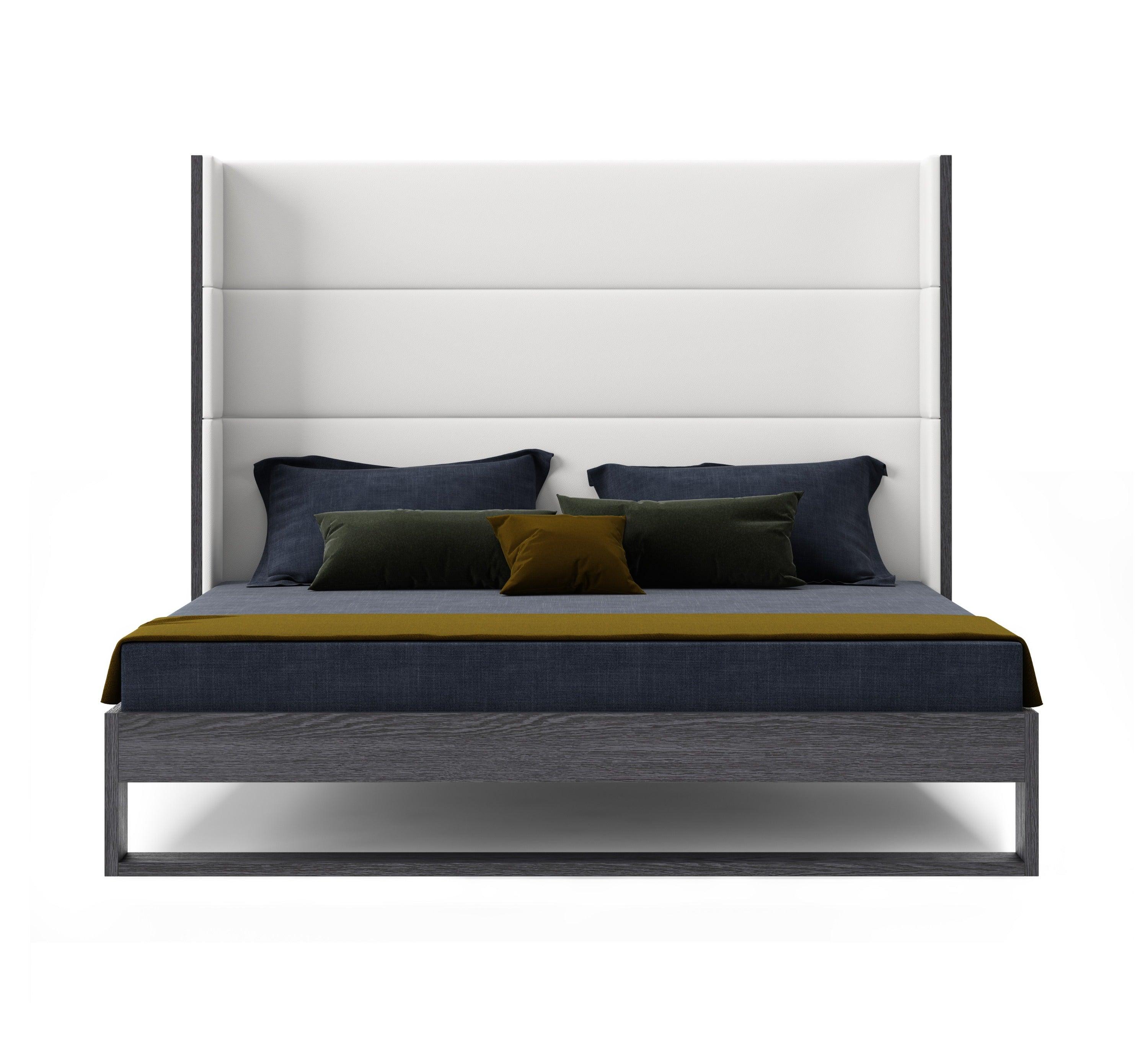 Modrest Heloise Contemporary Leather Elm Trim Bed