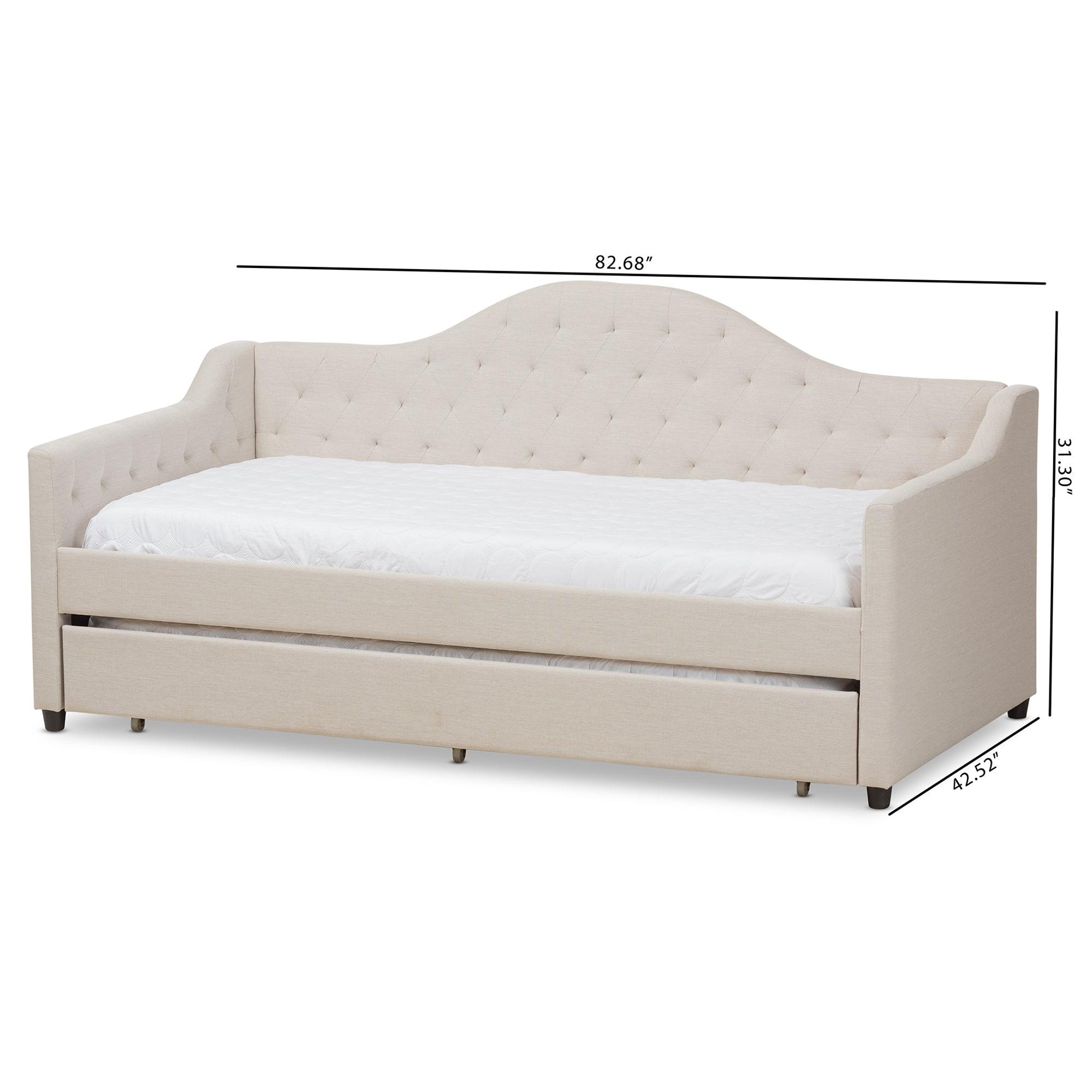 Perry Modern and Contemporary Light Fabric Daybed with Trundle