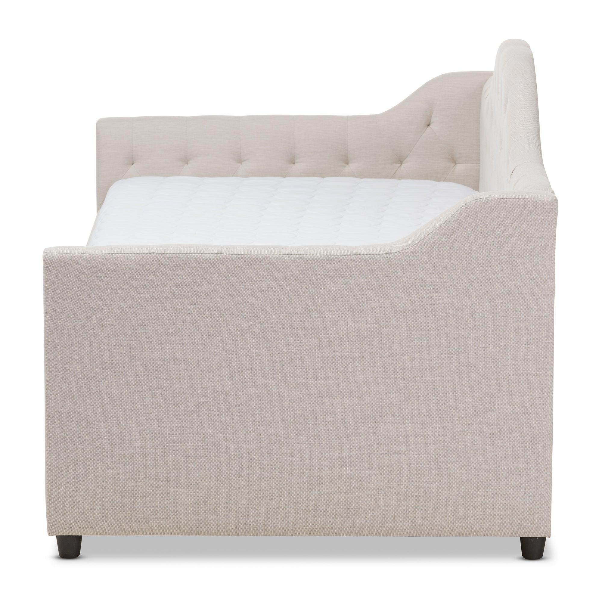 Perry Modern and Contemporary Light Fabric Daybed with Trundle