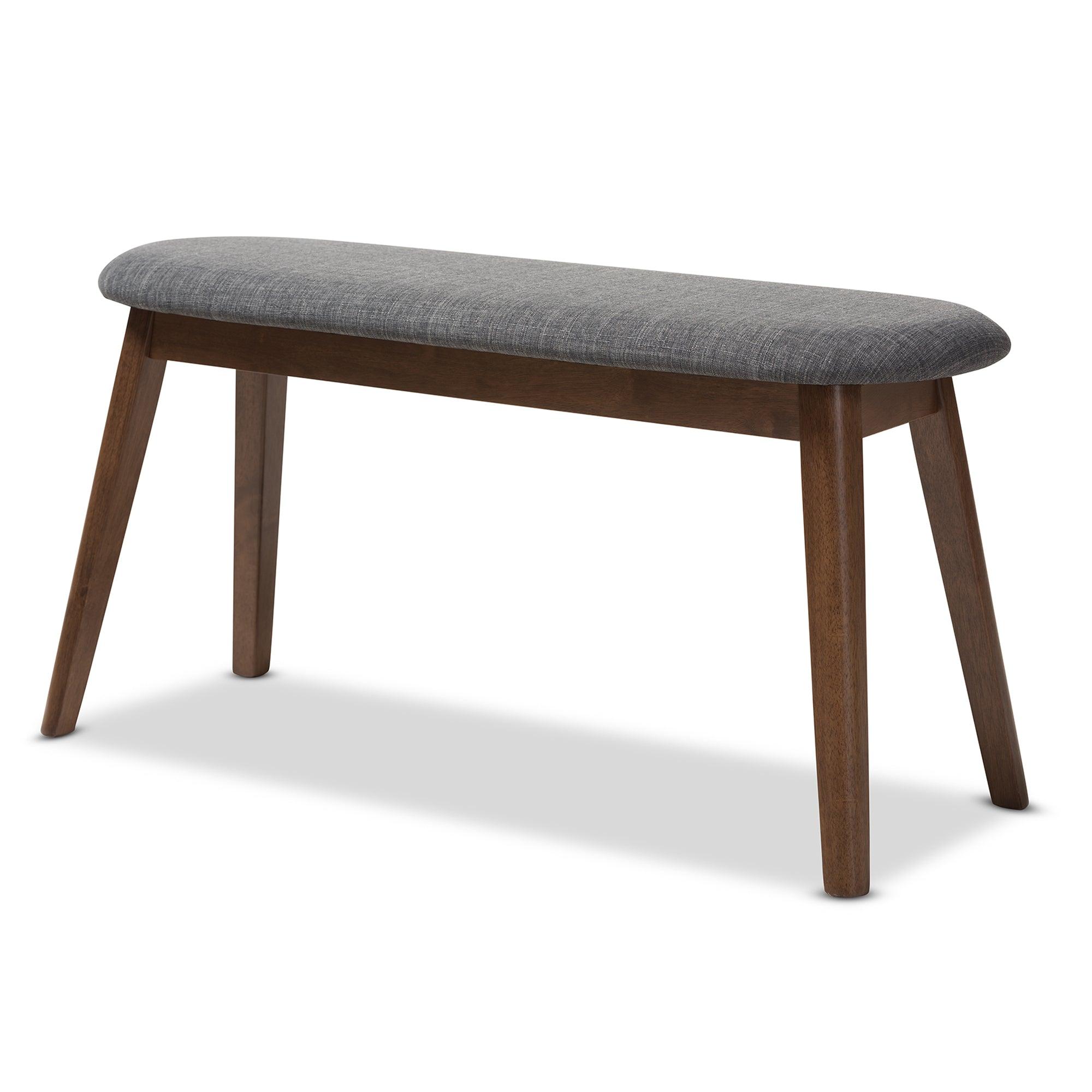 Easton Mid-Century Modern Dark Fabric Upholstered Finished Wood Bench