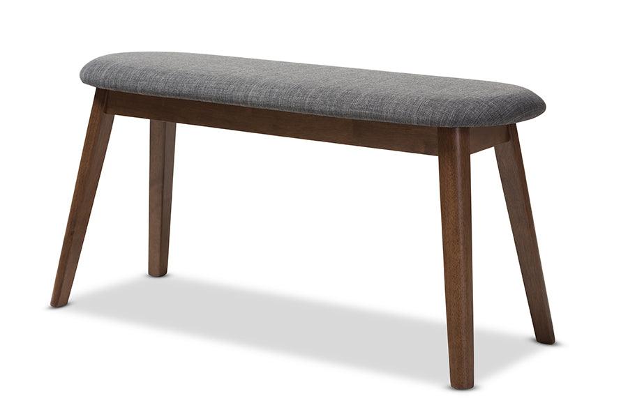 Easton Mid-Century Modern Dark Fabric Upholstered Finished Wood Bench