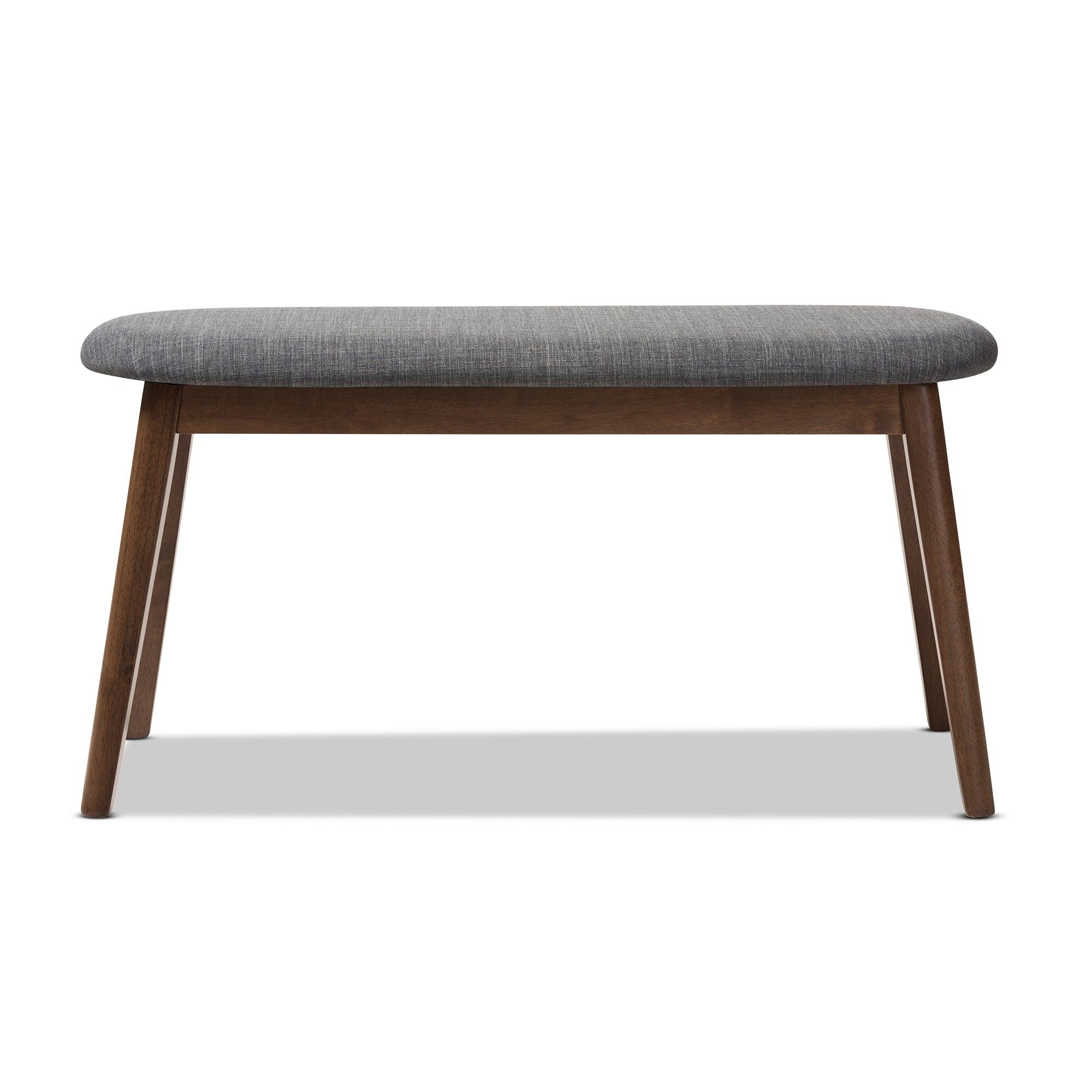 Easton Mid-Century Modern Dark Fabric Upholstered Finished Wood Bench