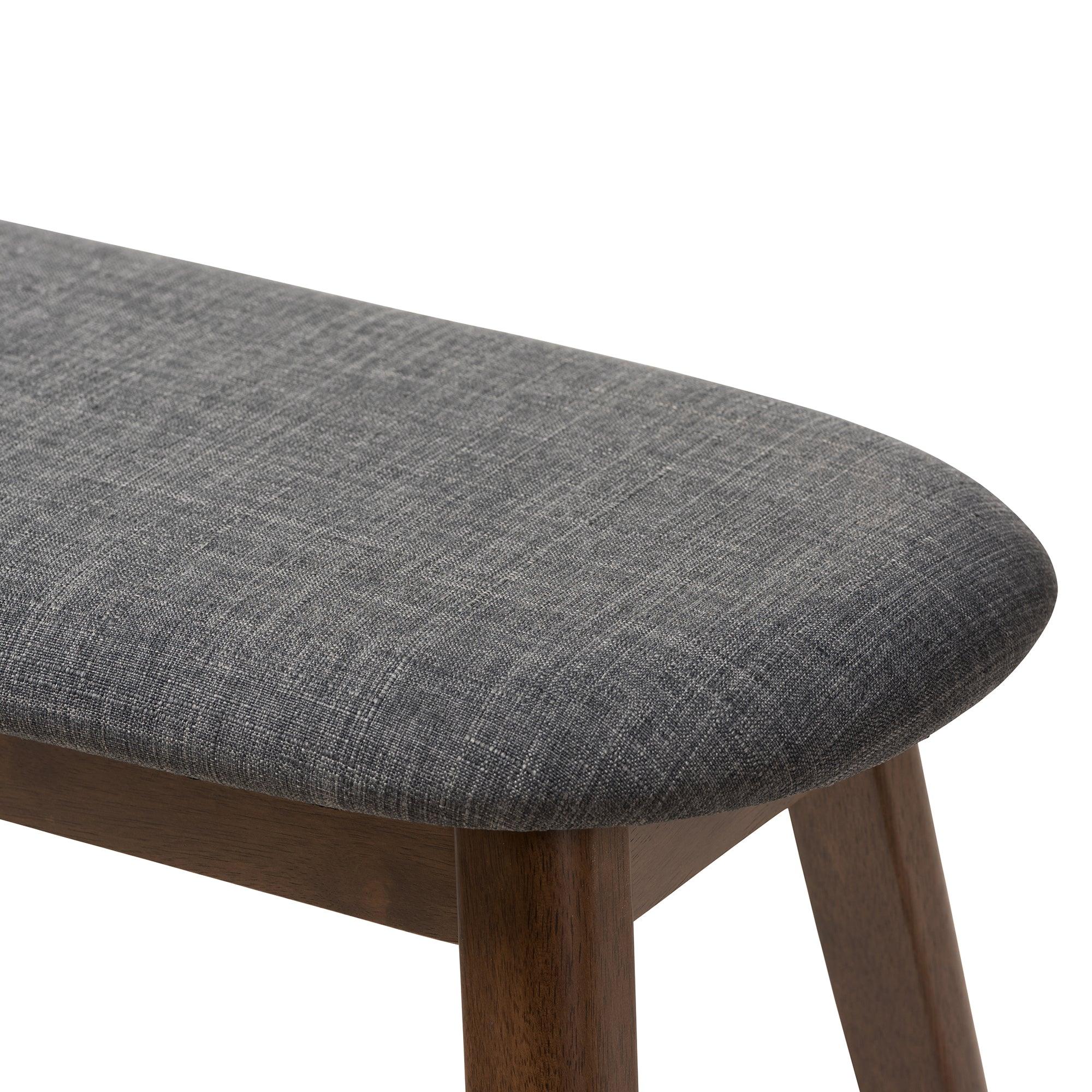 Easton Mid-Century Modern Dark Fabric Upholstered Finished Wood Bench