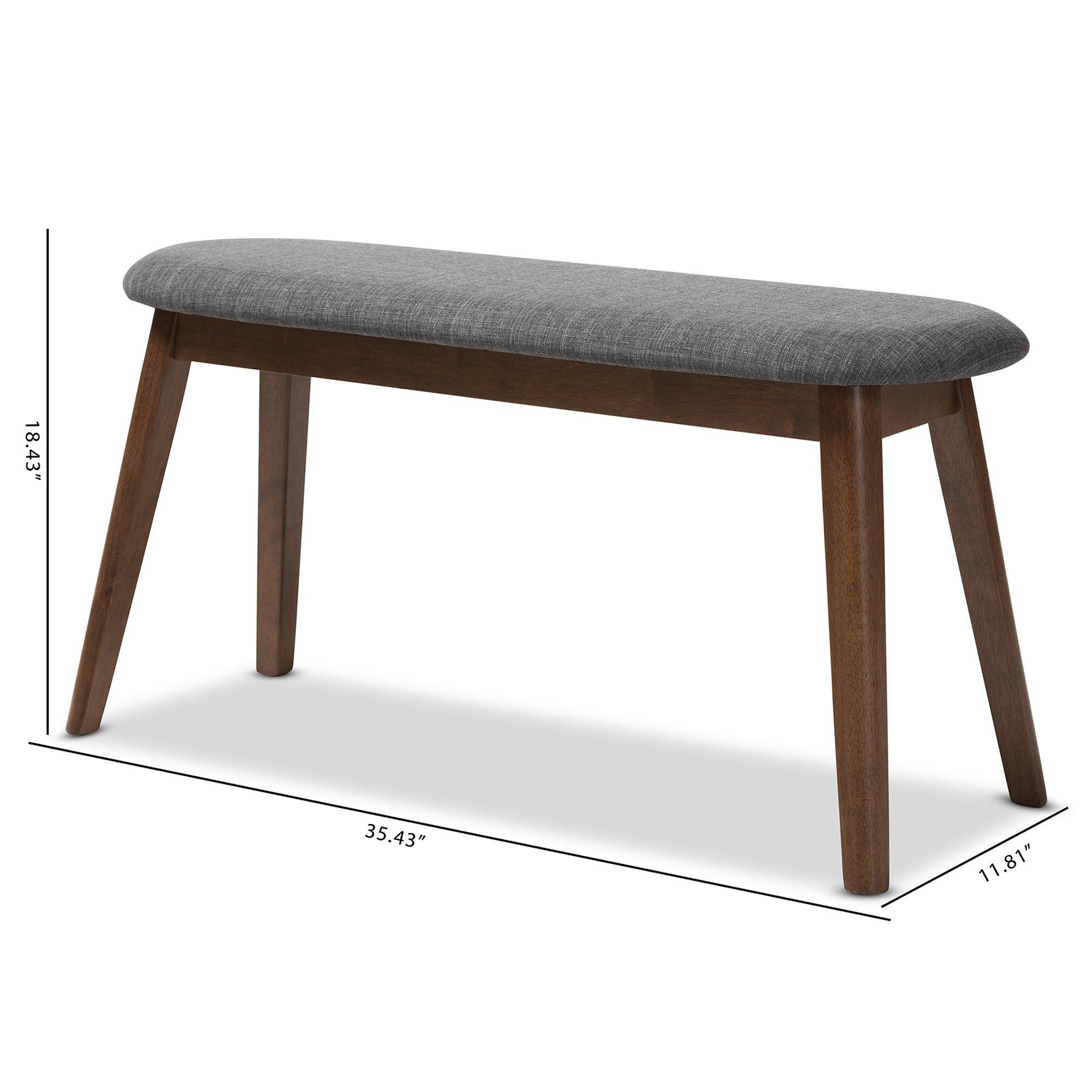 Easton Mid-Century Modern Dark Fabric Upholstered Finished Wood Bench