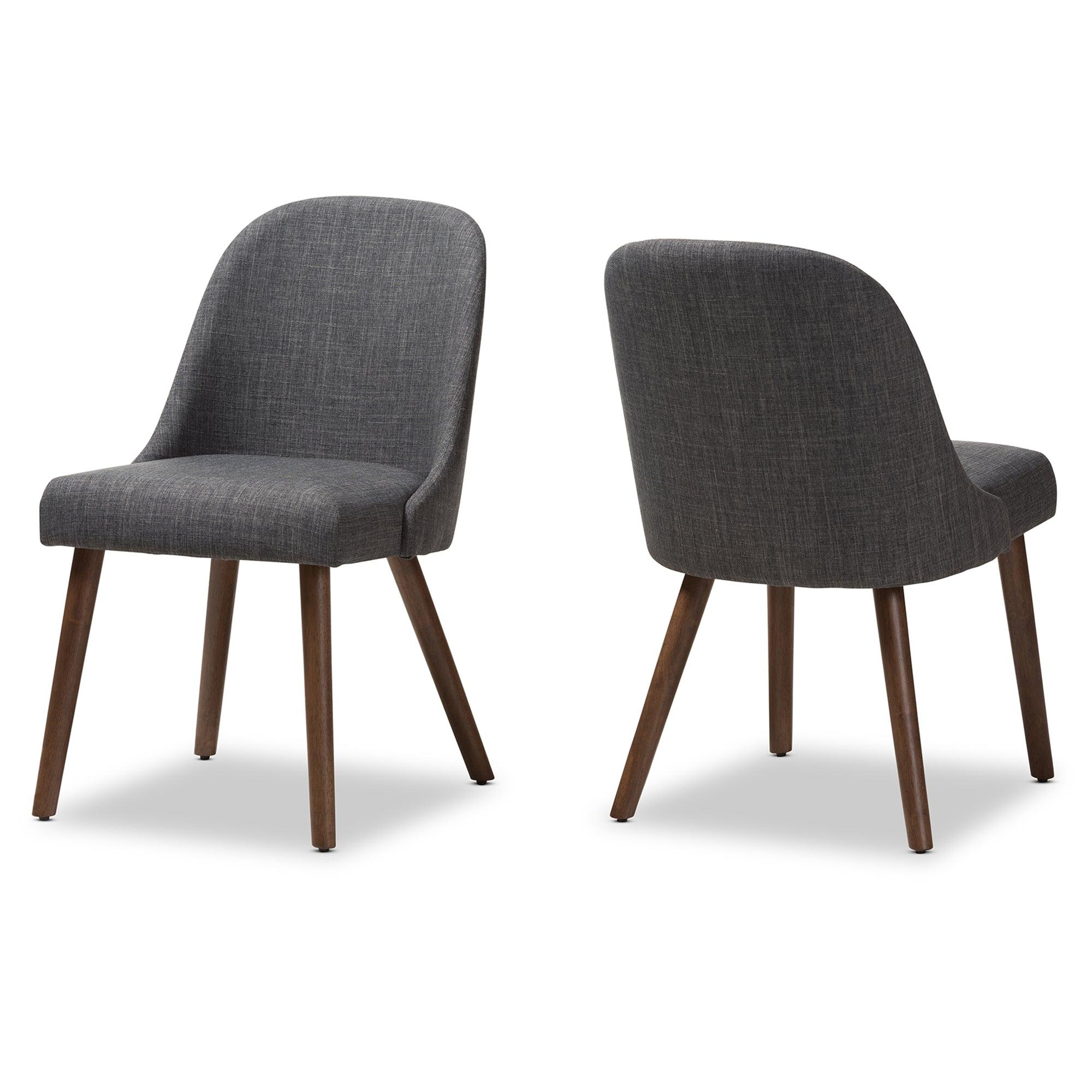 Cody Mid-Century Modern Dark Fabric Upholstered Finished Wood Dining Chair (Set of 2)