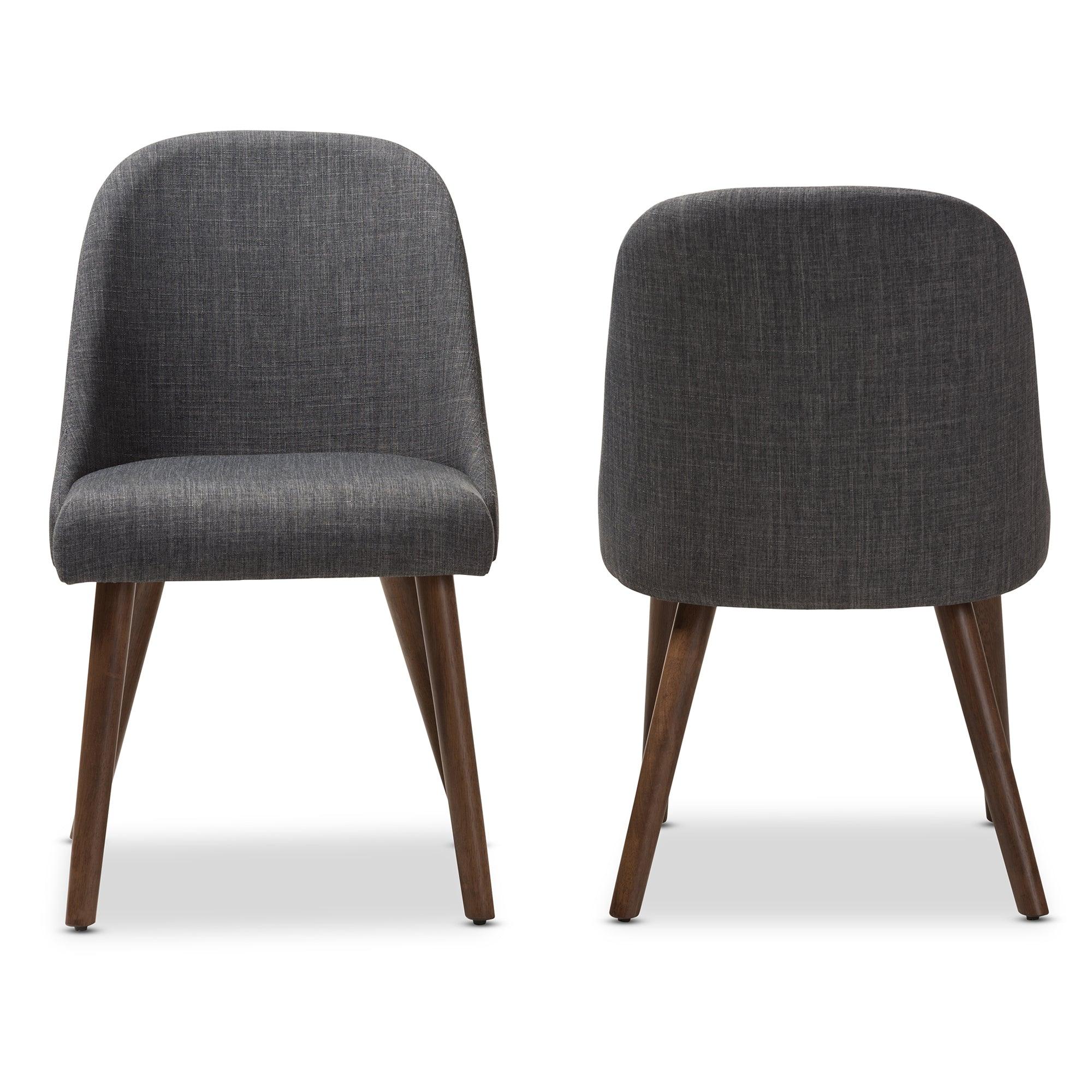 Cody Mid-Century Modern Dark Fabric Upholstered Finished Wood Dining Chair (Set of 2)