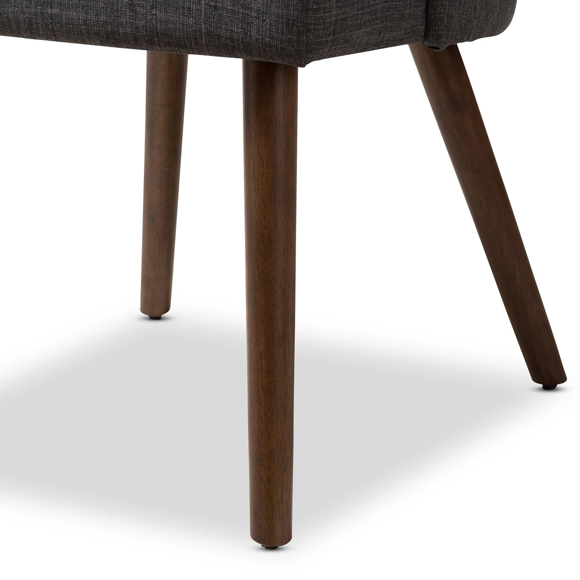 Cody Mid-Century Modern Dark Fabric Upholstered Finished Wood Dining Chair (Set of 2)