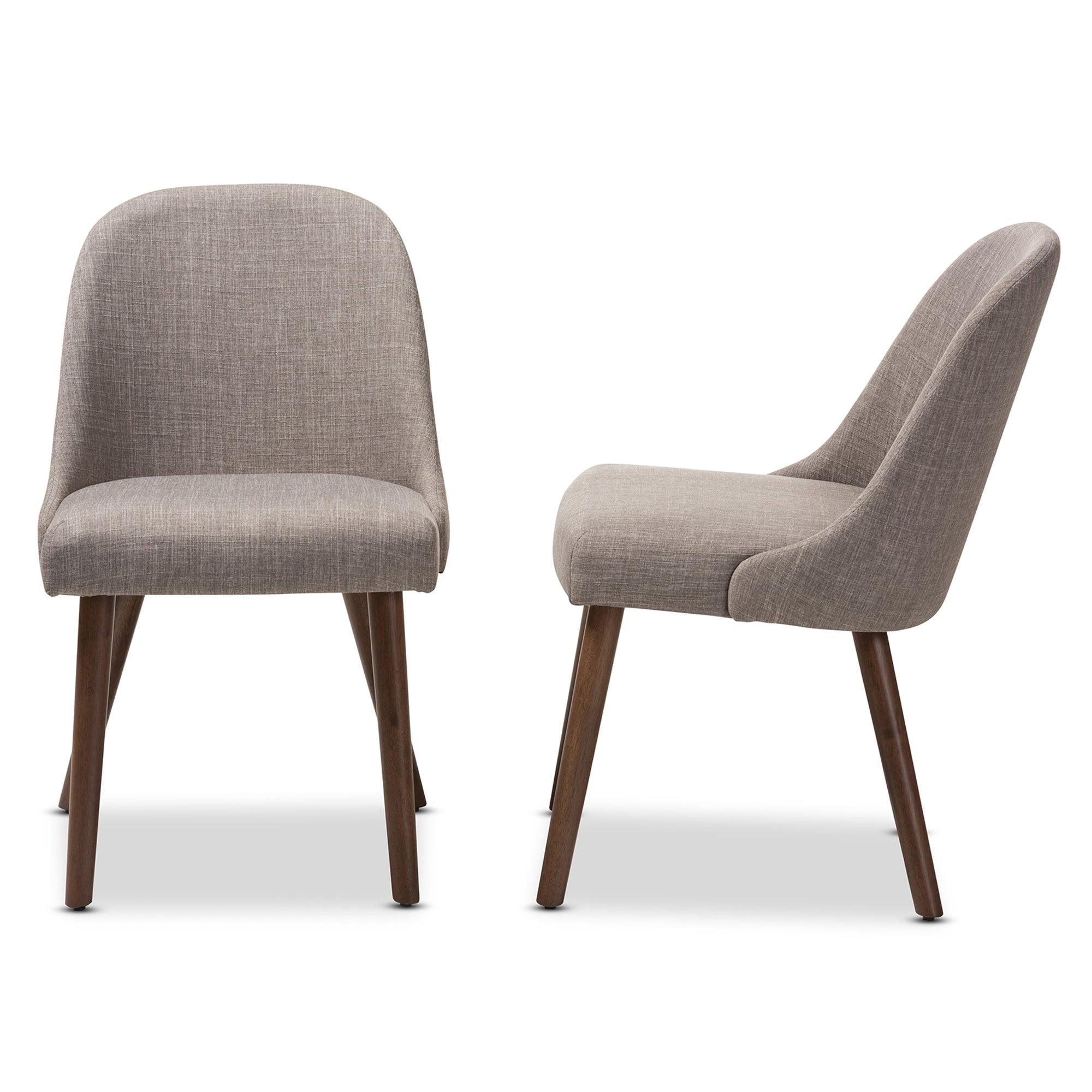 Cody Mid-Century Modern Light Fabric Upholstered Finished Wood Dining Chair (Set of 2)