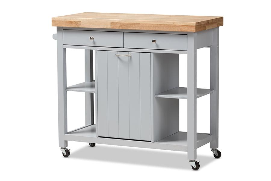 Hayward Coastal and Farmhouse Light Wood Kitchen Cart